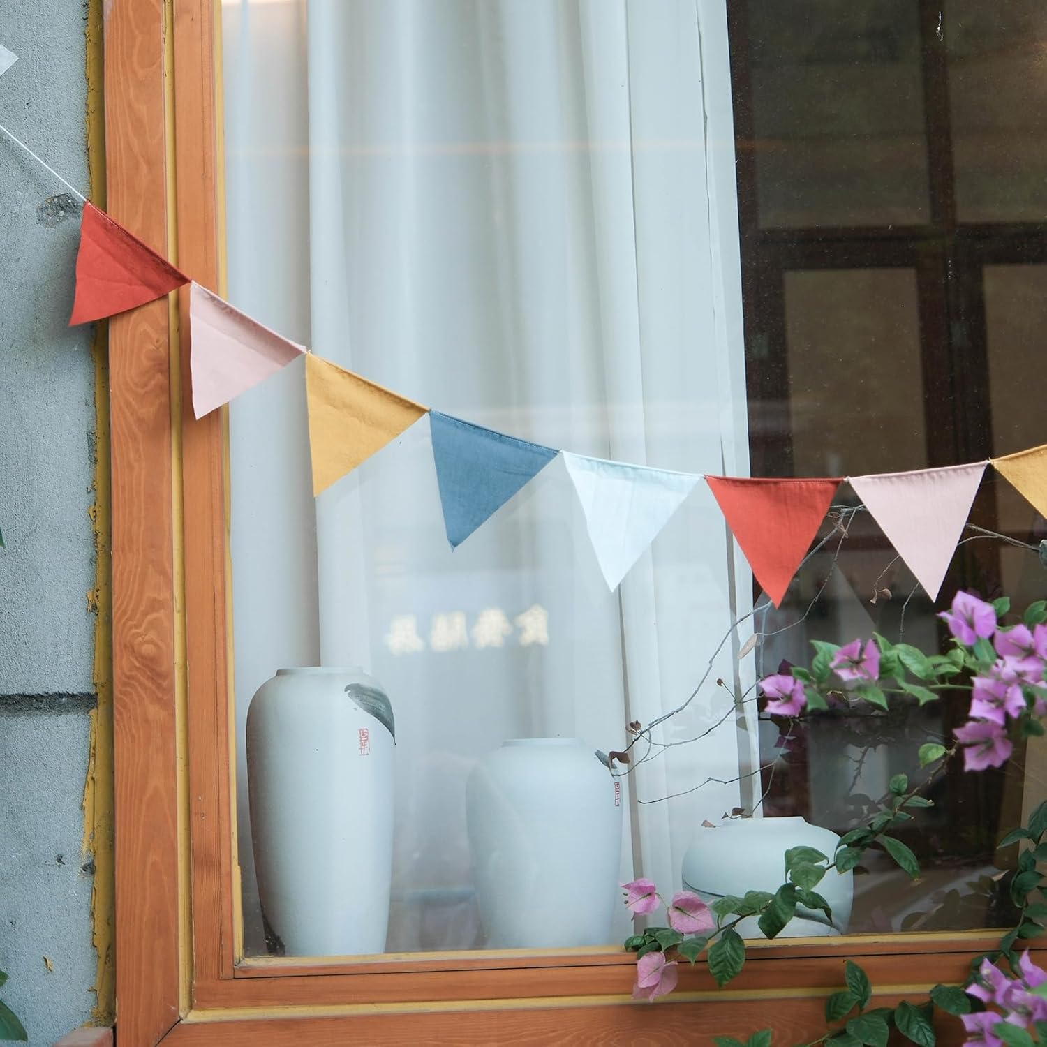 3.9Ft Half Circle Banner - Pastel Cotton Pennants for Kids Tent, Nursery & Birthday Party Decor Pastel Pennant Banner | Single Sided Hanging Banners (Set of 2) image number 3