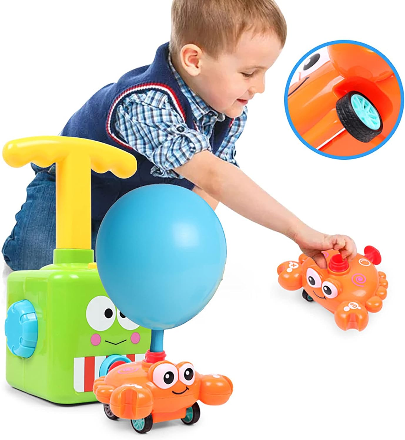 Balloon Car Toy Launcher Set,Children Inertial Balloon Powered Car Science Intelligence Education Toy, Balloon Pump Cars Racer Kit Boys Girls image number 2