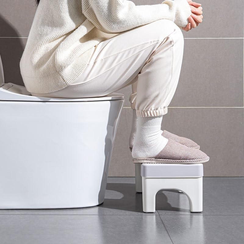 Toilet Stool Squat Adult, Poop Stool for Bathroom Adults, Toilet Foot Stool for Pooping, Toilet Step Stool for Kids, Non-Slip Surface, Sturdy Plastic-White image number 4