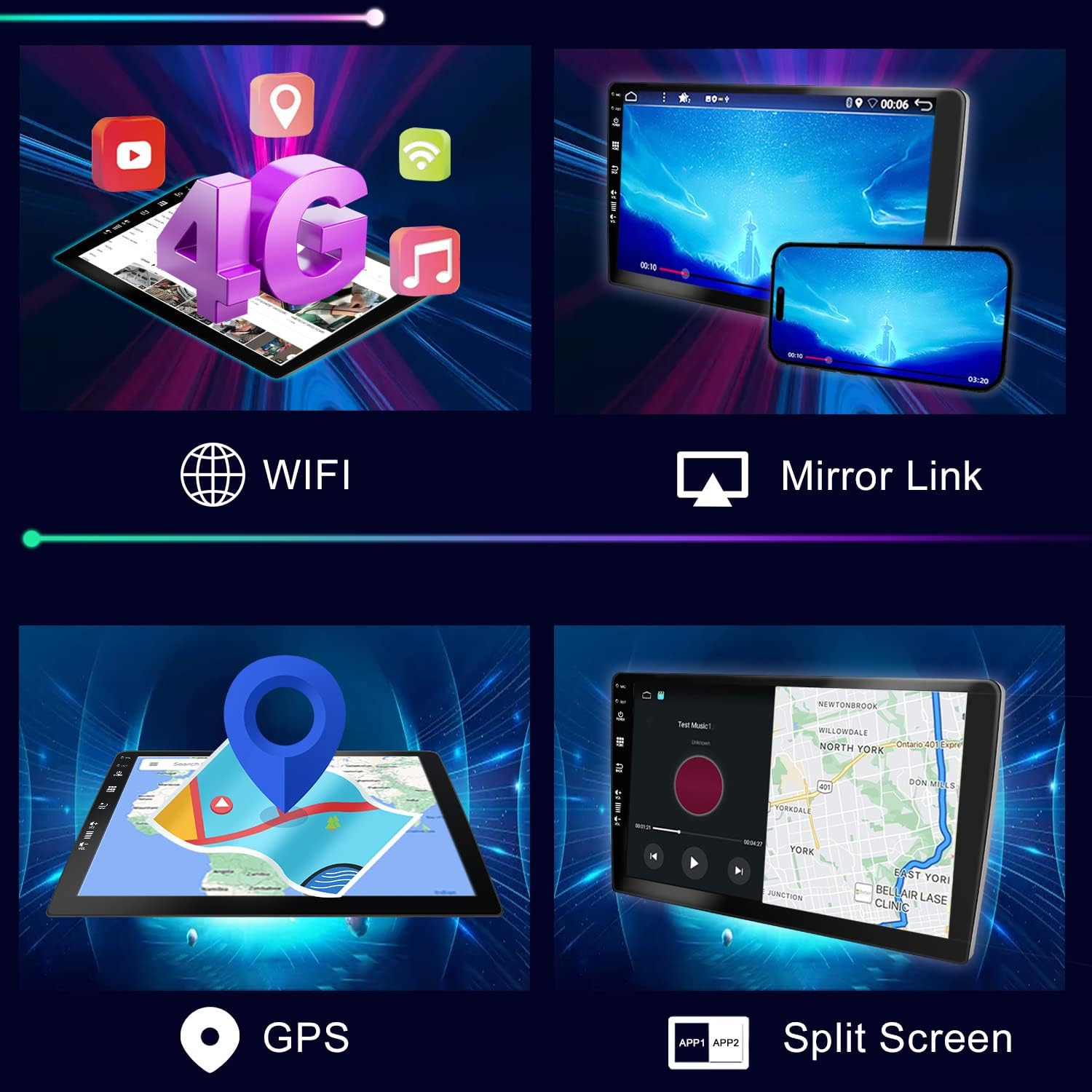 2G+32G Android14 Car Stereo for Honda Civic RHD 2006-2011 with Carplay Android Auto,10.1'' IPS Touchscreen Car Radio with Wifi,Gps Navigation,Bluetooth,Fm/Rds,Swc,Backup Camera