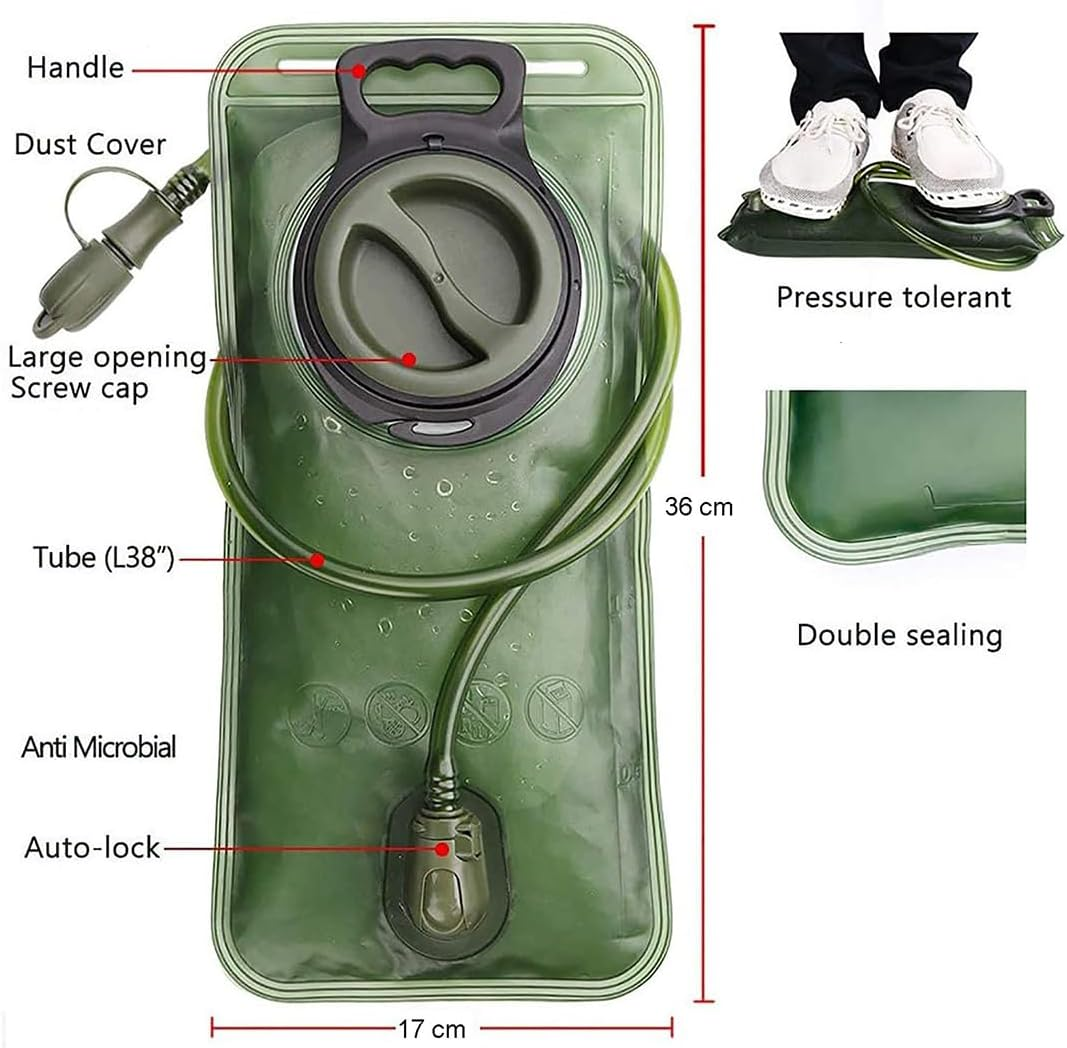 Nordquest 2L Hydration Bladder with Detachable Hose - Bpa-Free Food Grade Material, Large Opening & Smooth Flow Mouthpiece for Hiking Backpack, Running Vest, Camping Accessories image number 1