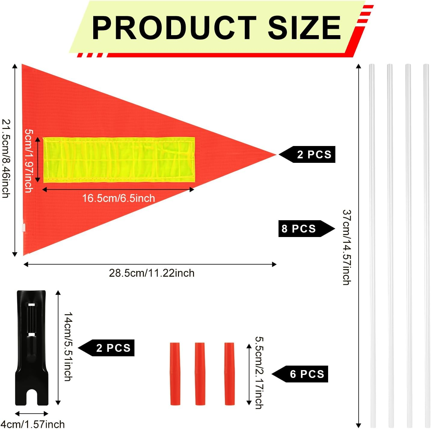 2Pcs Bike Safety Flag, Adjustable Height Bicycle Flag Reflective Atv Safety Flag with Fiberglass Pole Waterproof Bike Flag Orange Flag Bicycle Accessories for Adult and Children'S Bicycles image number 2