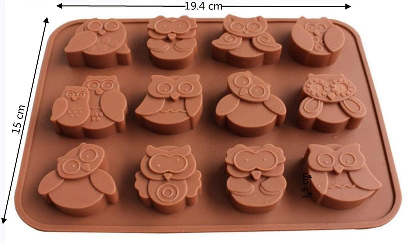 Joyeee 1 Pcs Animal Chocolate Mold, Owl Candy Mold Silicone Jello Mould for Kids, Small Silicone Molds for Candy Making, DIY Homemade Gummy, Ice, Pudding, Chocolate, Soap, Wax Melt Etc