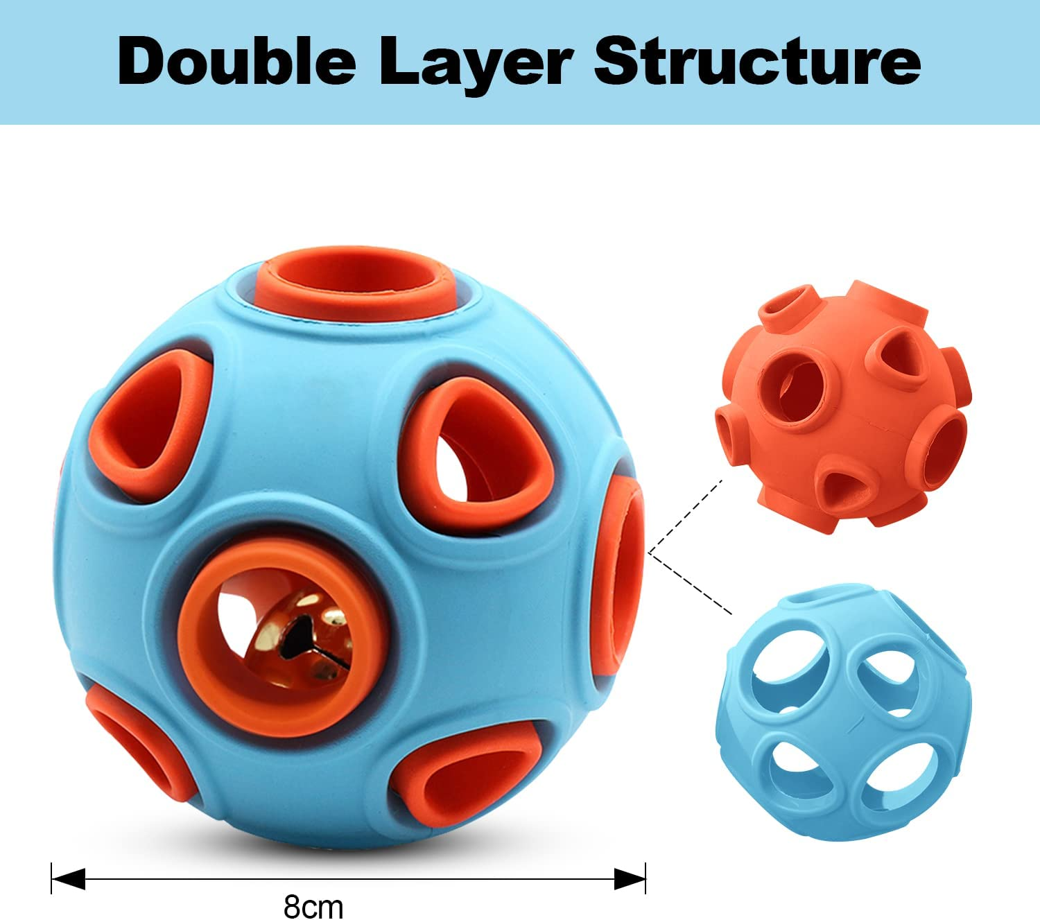 Dog Toys, Dog Toy Ball Indestructible Dog Chew Toys Ball Interactive Giggle Ball for Dog, Treat Dispenser Dog Toy Ball for Large, Medium and Small Dog, Relieve Anxiety and Boredom image number 3