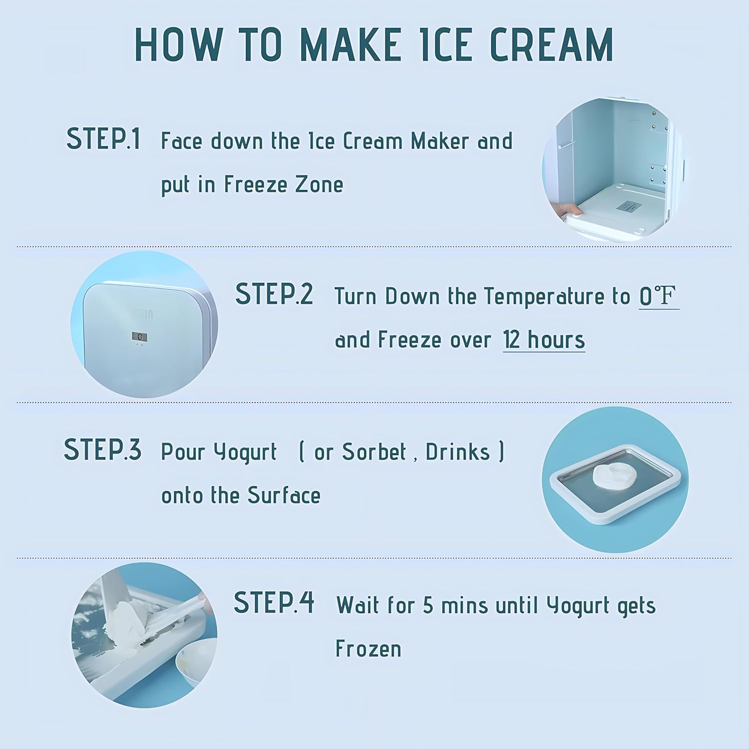 Instant Ice Cream Roll Maker(21.5X26.5Cm) Ice Cream Machine, Sweet Spot Pan, Instant Cold Plate, Ideal for Making Rolled Ice Cream Soft Serve Slushies Frozen Yogurt Sorbet and Gelatod (Green, Large) image number 3