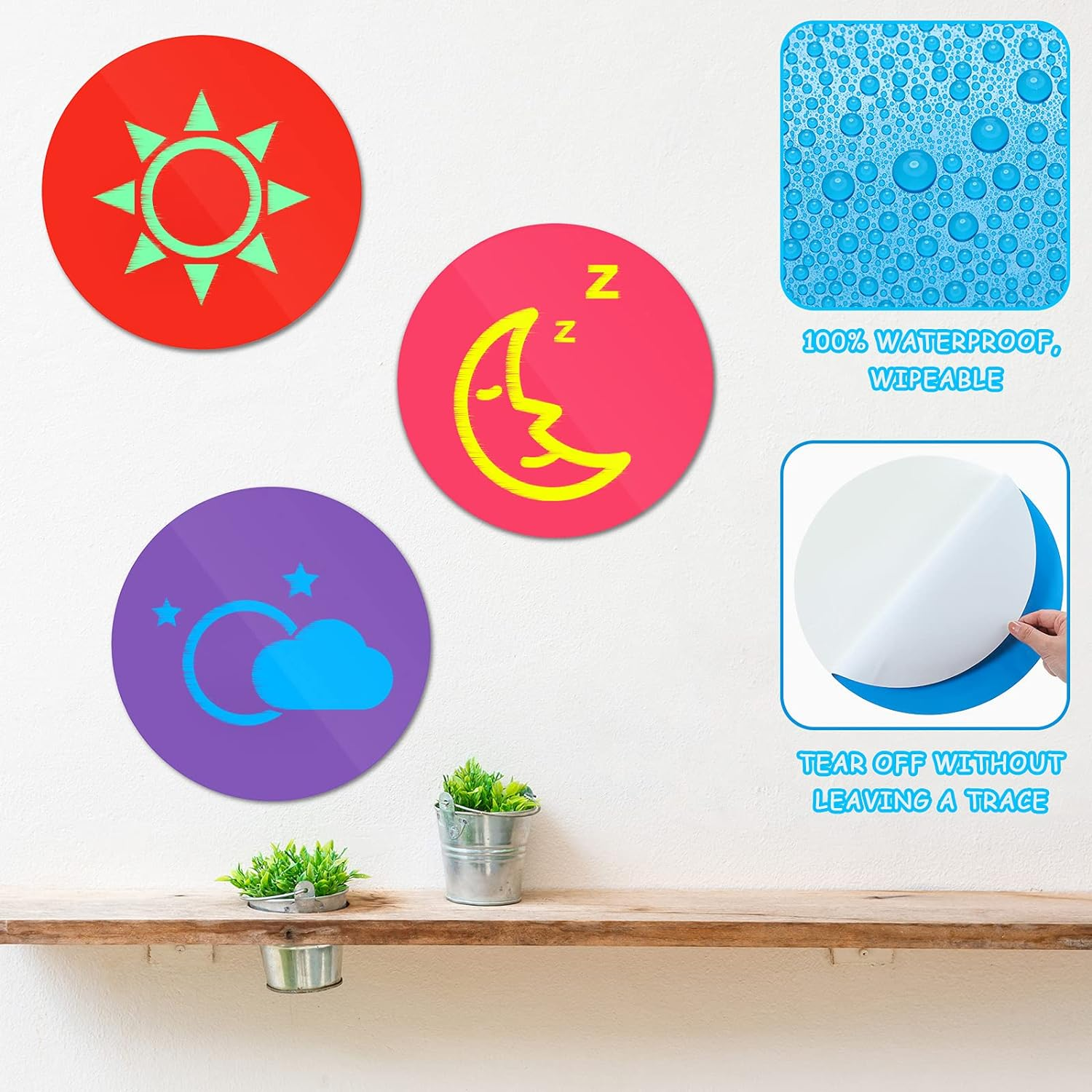 Outus 11 Inch Dry Erase Dots Removable Vinyl Dot Circle Whiteboard Marker Vinyl Stickers Dots Wall Decals for School Classroom Teachers Students Table Reminders (8 Pcs) image number 5