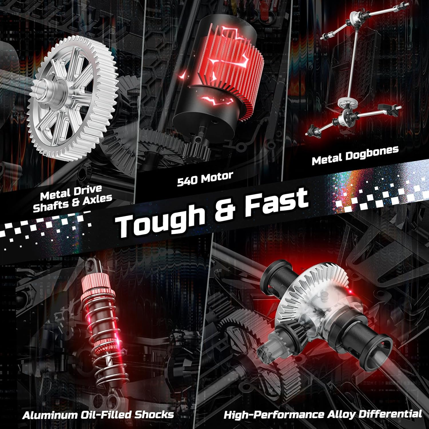 DEERC 1:10 Fast RC Cars for Adults, 4X4 High Speed RC Truck Crawler, 48+KM/H, Pink All Terrain Hobby Remote Control Monster Truck with 2 Modular Batteries, Toy Vehicle for Kids image number 5