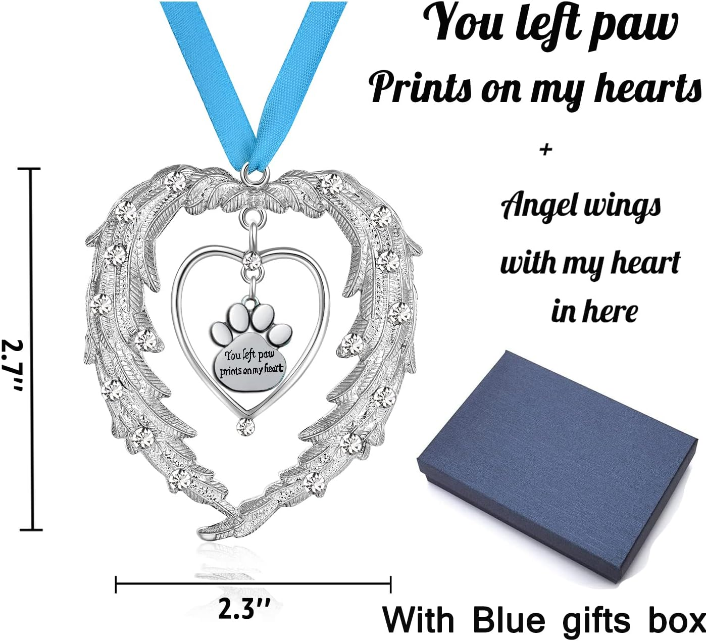 Pet Memorial Christmas Ornaments, Angel Wings Dog Remembrance Gift, Pet Memorial Gifts for Loss of Dog,Pet Bereavement Sympathy Gift, Xmas Tree Hanging Decorative Keepsake Frame Decor Pendant image number 1