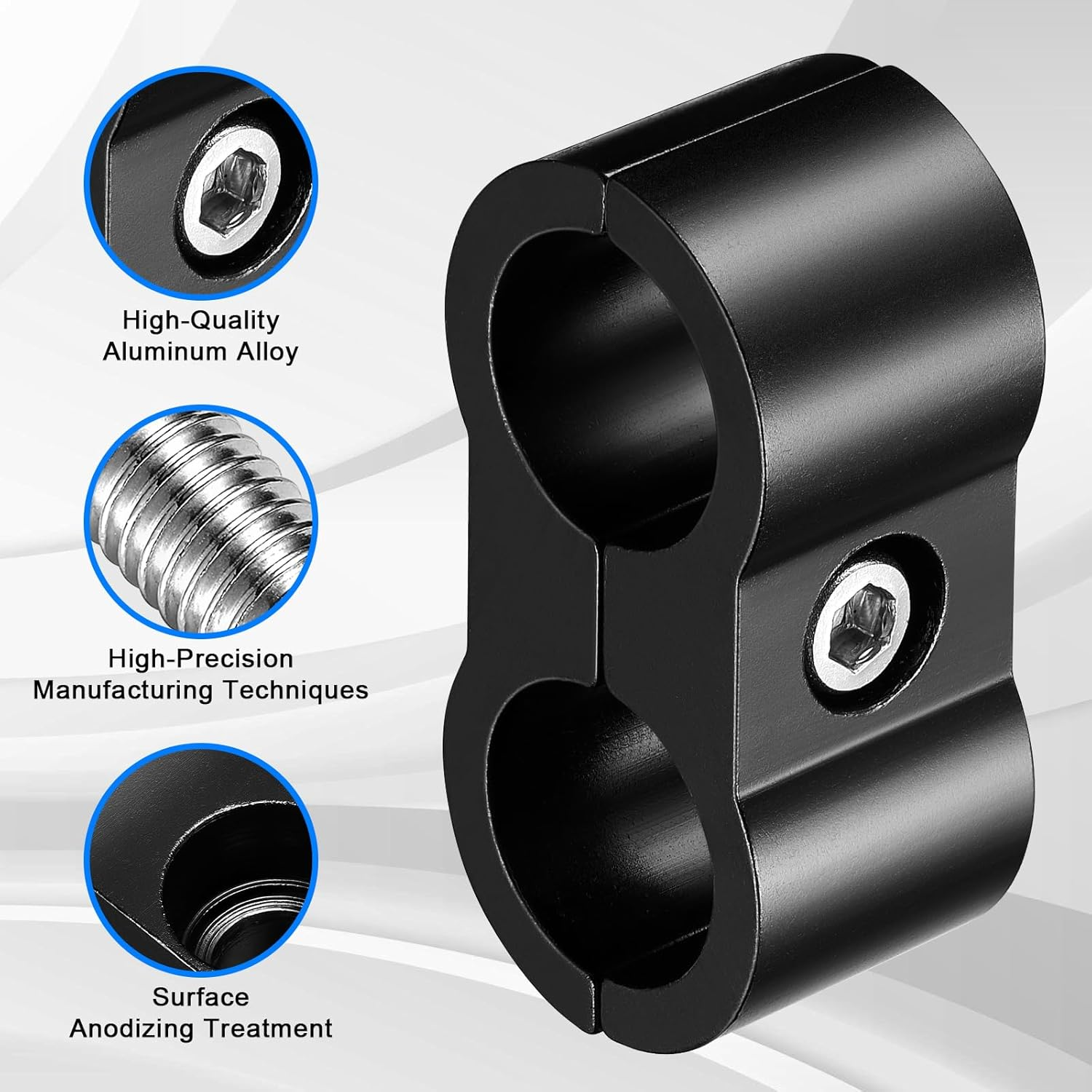 4AN Hose Separator Clamp - Aluminum Fuel Mounting Clamps, Great for 1/4 Fuel, Oil, Brake, Water, Gas Line, 4Pcs/Pack, Black image number 2