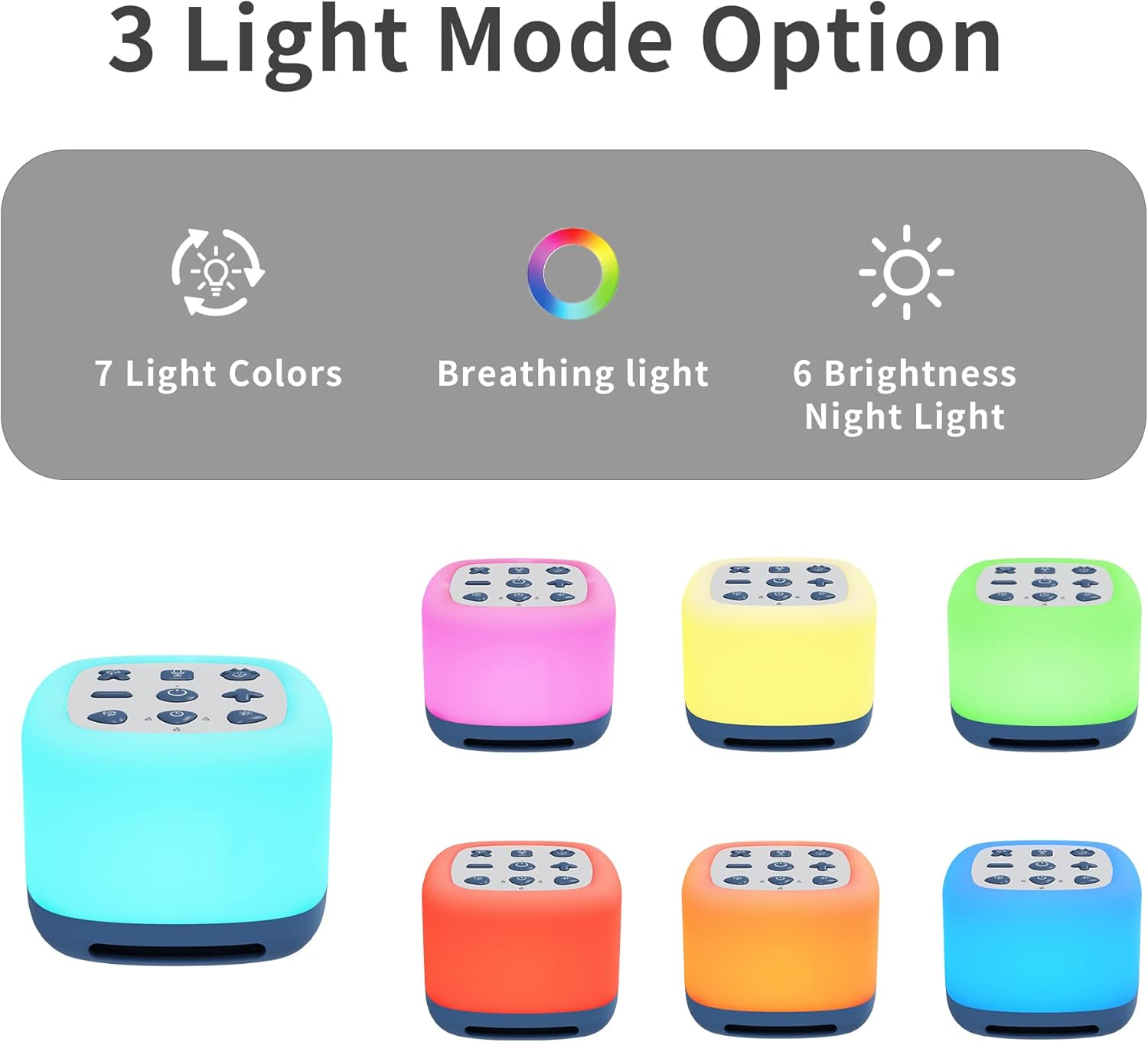 White Noise Sleep Sound Machine with Night Light, 40 Soothing Sounds for Baby Kids Adults, Auto-Off Timer,Portable for Travel, 5-Level Nursery Light(Bt) image number 5