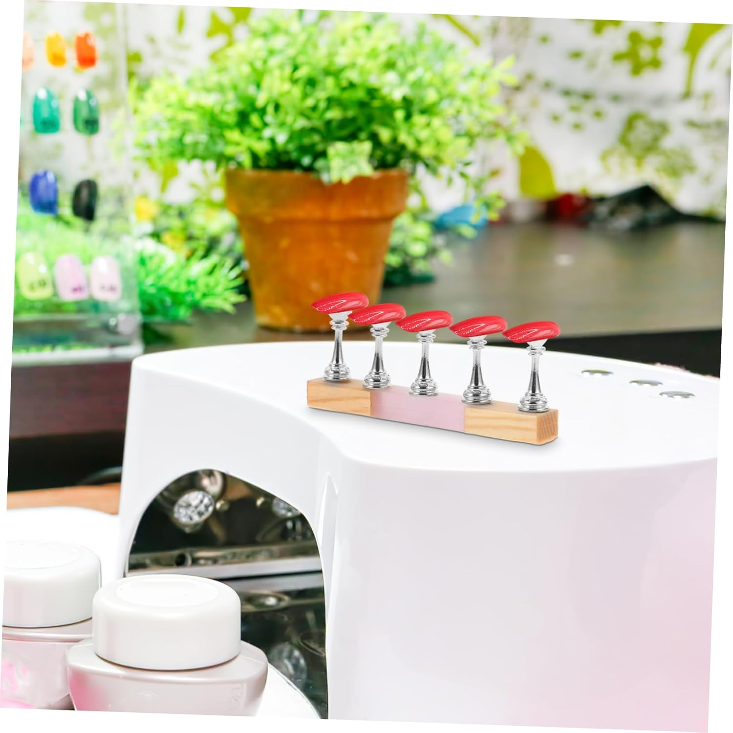 VICASKY Nail Pad Practice for Nail Art Training White Wooden Design Alloy Holder Supplies and Manicure Learning image number 2