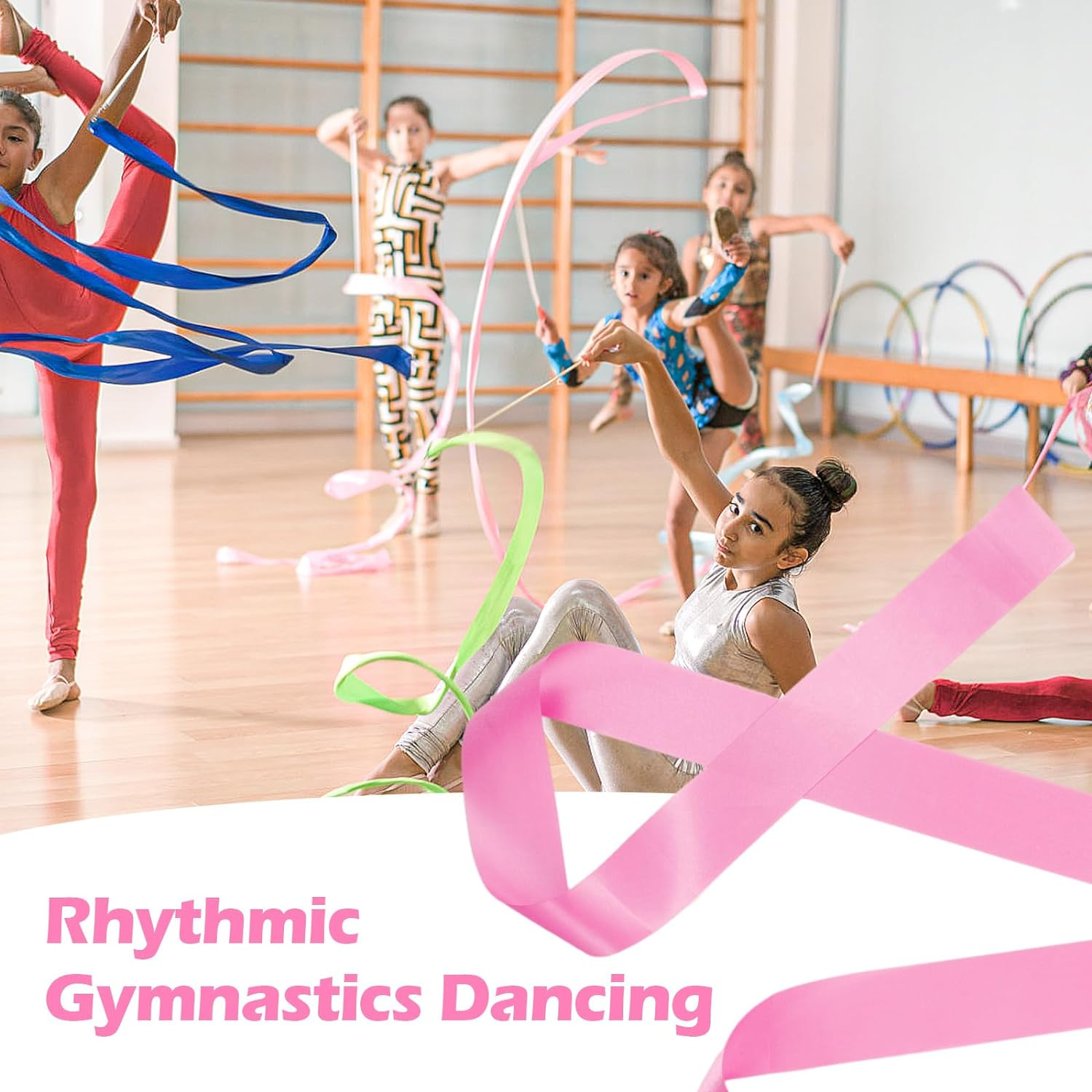 Niceup 14 PCS Dance Ribbons for Unicorn Rainbow Party Favors Decoration, Pastel Rainbow Ribbon Streamer Dancer Wands for Kids Ballet Gymnastics Birthday Party Goodie Bag Fillers image number 2