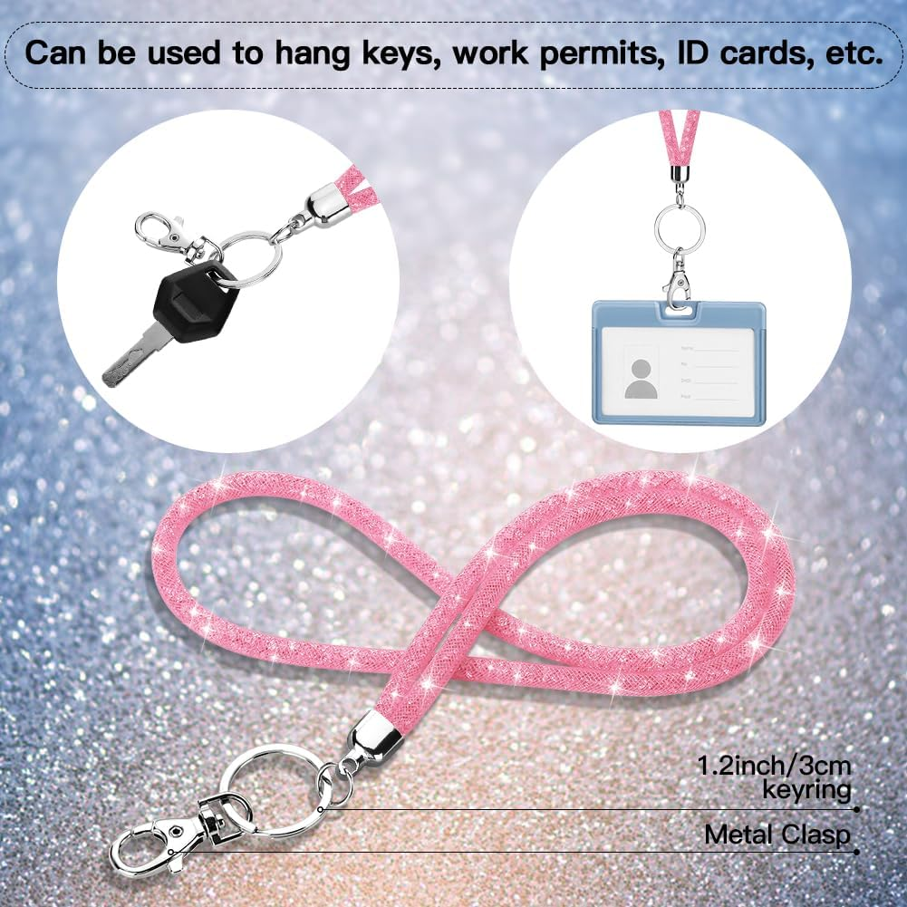 Soleebee Bling Crystal Lanyard, 31.5'' Office Neck Strap Lanyard, Lanyard Keychain with Metal Clasp & Keyring image number 4