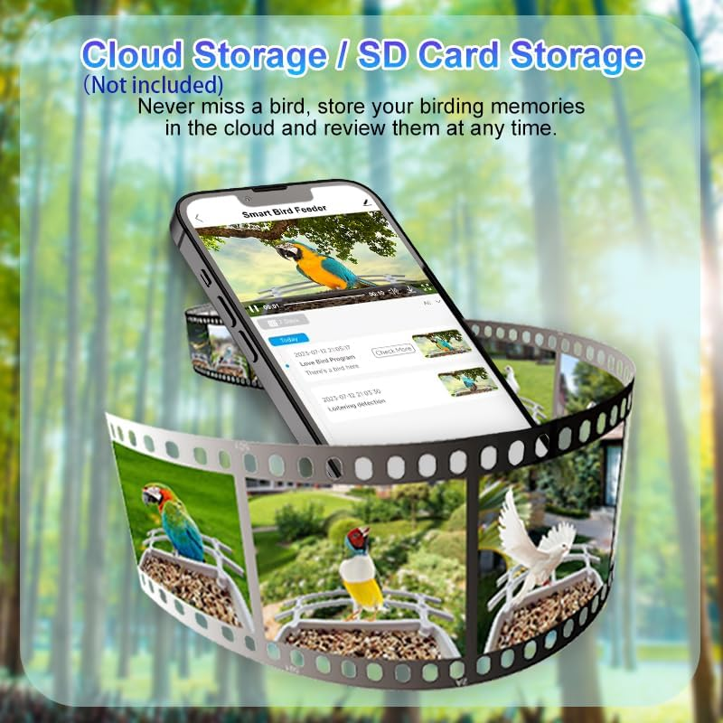 Smart Bird Feeder with 4MP High-Definition Camera Night Vision IP65 Waterproof Wifi Automatic Bird Feeder with Solar Powered Outdoor Bird Feeder image number 4