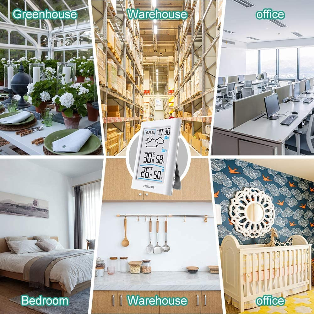 Wireless Digital Weather Station with Indoor/Outdoor Temp & Humidity. Digital Thermometer, Barometric Pressure, Forecast, Alarm, Snooze, Calendar and Backlit LCD. Ideal for Home or Office Monitoring image number 2