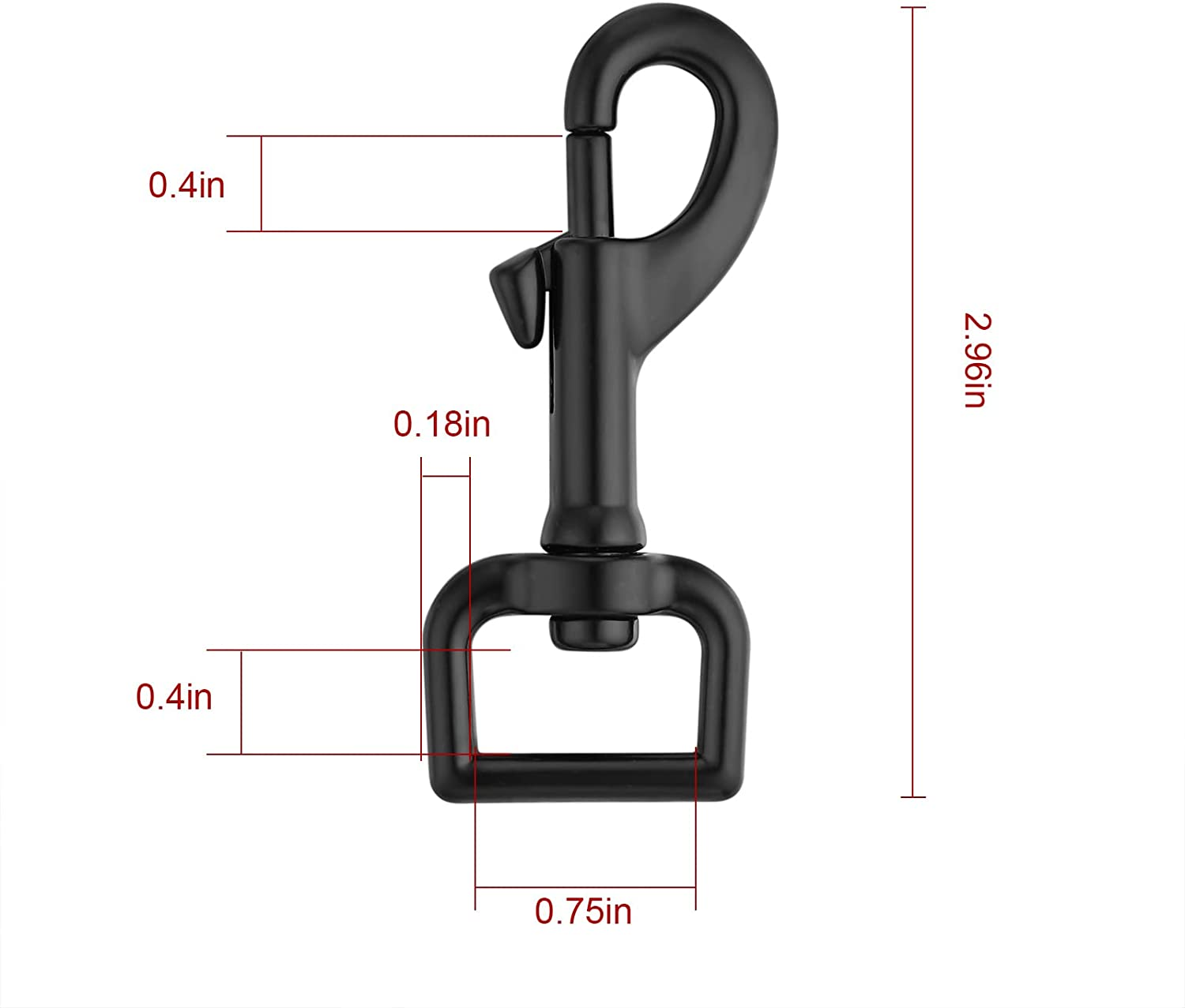 Swivel Eye Bolt Snap Hooks Black Heavy Duty Dog Leash Clips Dog Leash Clasp Dog Leash Snaps Hooks Trigger Clip Trigger Snaps 3/4" 4Pcs image number 5