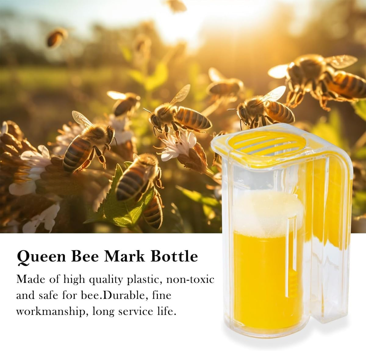 AIMALL Queen Bee Marker Bottle Beekeeping Tool, 3.54X2.17X1.57 Inch, Durable Plastic Cage for Catching and Marking Queen Bees, Non-Toxic and Lightweight Design