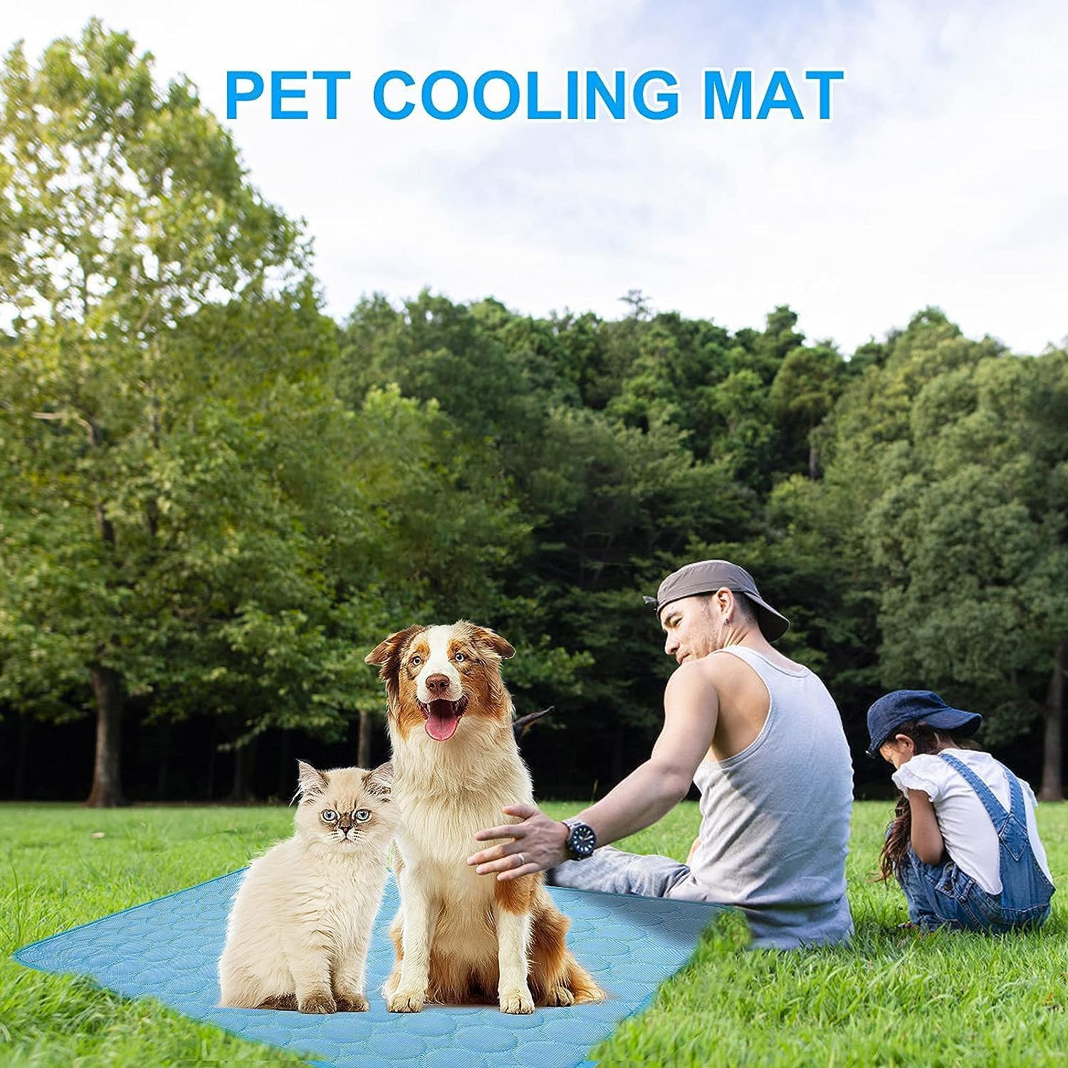 Dog Cooling Mat, Extra Large Pet Cooling Pads for Dogs, Summer Cooling Bed for Cats, Portable Pet Cooling Cushion for Home or Outdoor(Blue,Xl) image number 2