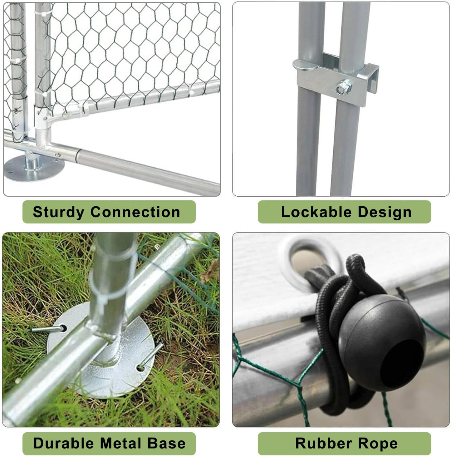 Large Spire-Shaped Chicken Coop, Galvanized Metal Hen House with Waterproof Sun-Protective Cover, Walk-In Chicken Run Pen for Backyard Farm, Poultry Cage for Chicken, Rabbits, Ducks, 400X300X200Cm image number 6