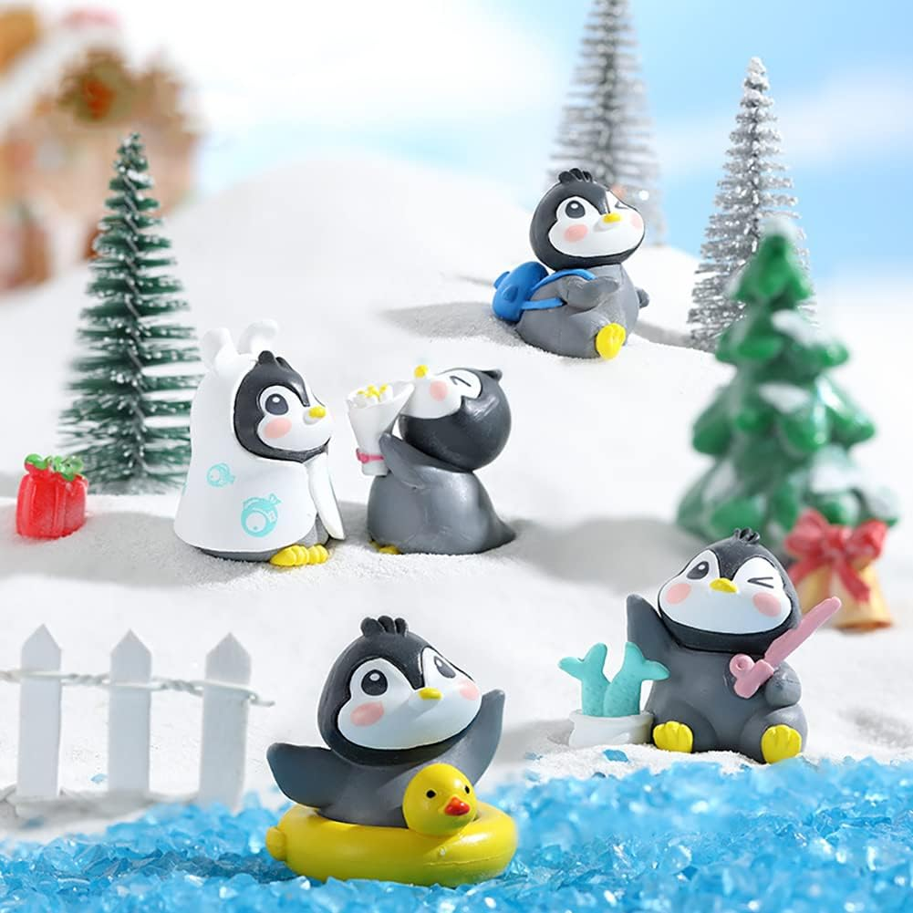 16Pcs Cute Penguin Characters Toy Figure, Mini Penguin Figurines Collection Playset Penguine Cake Topper Micro Landscape Decoration Birthday Party Supplies image number 2