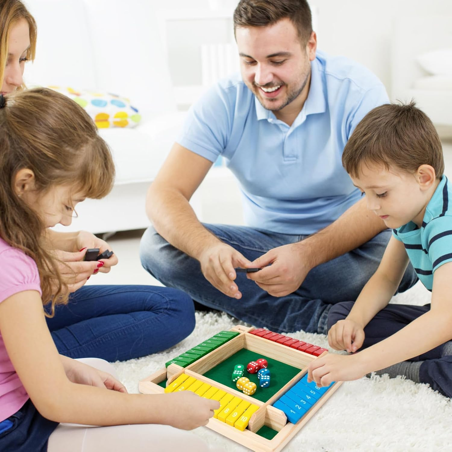 Shut the Box 4 Players Wooden Board Game - Challenge Your Family with This Fun and Educational Dice Game for Kids and Adults image number 4
