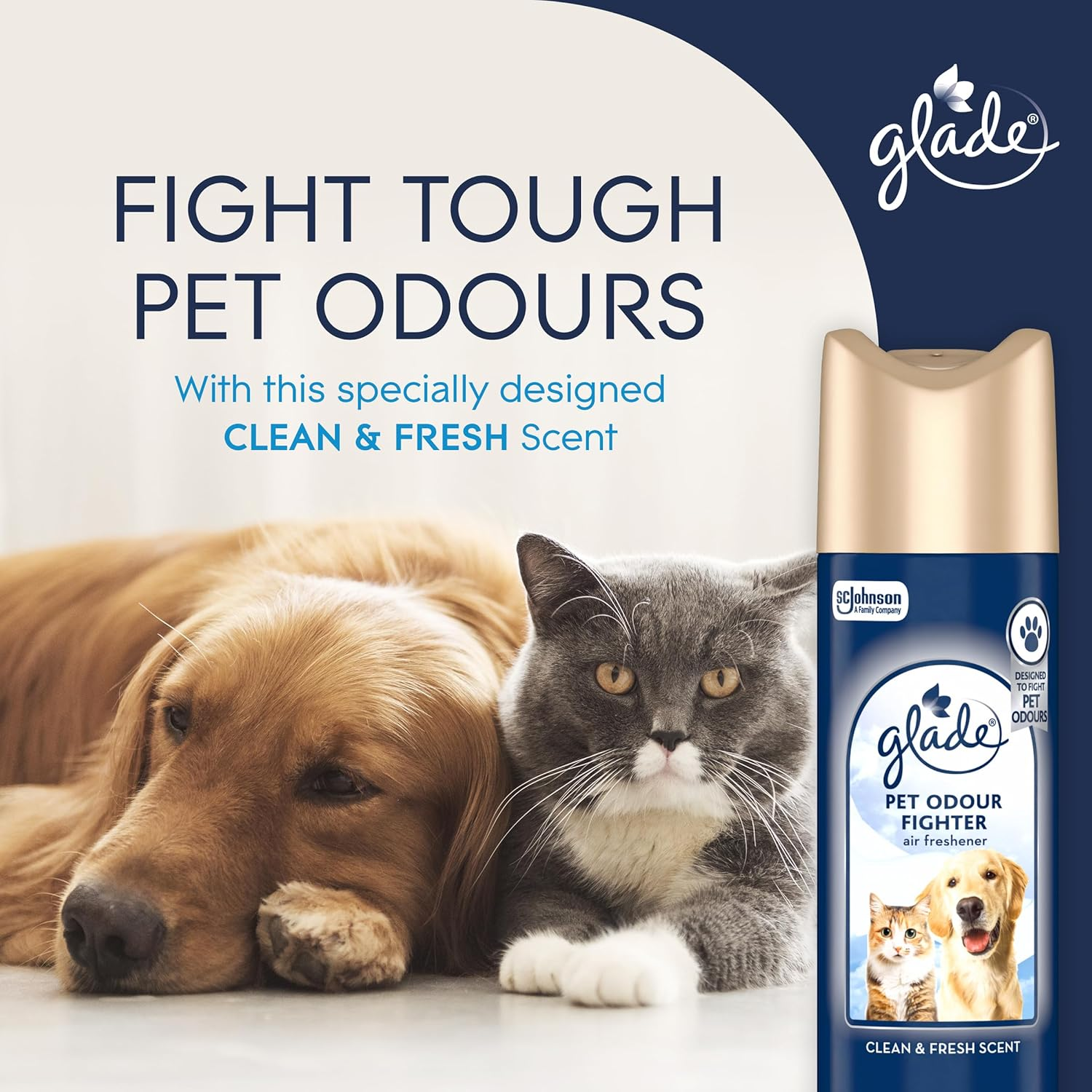 Glade Pet Odour Fighter Air Freshener Spray 200G &ndash; Fights Tough Pet Smells, Clean and Fresh Scent, Fast Acting image number 1