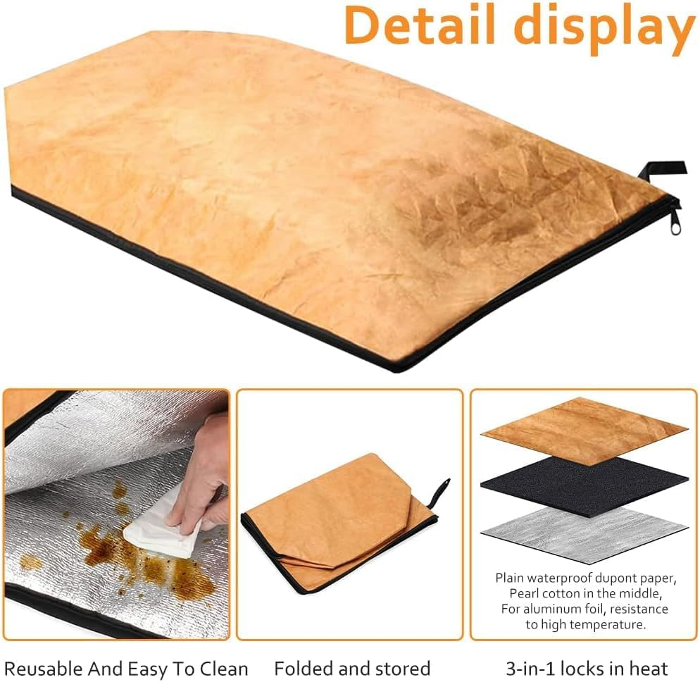 Retro Yellow BBQ Blanket for Resting Meat, Reusable Meat Insulated Resting Bag, Smoker Grilling Meat Insulation Bag, Outdoor BBQ Resting Blanket (Color: Retro Yellow) image number 4