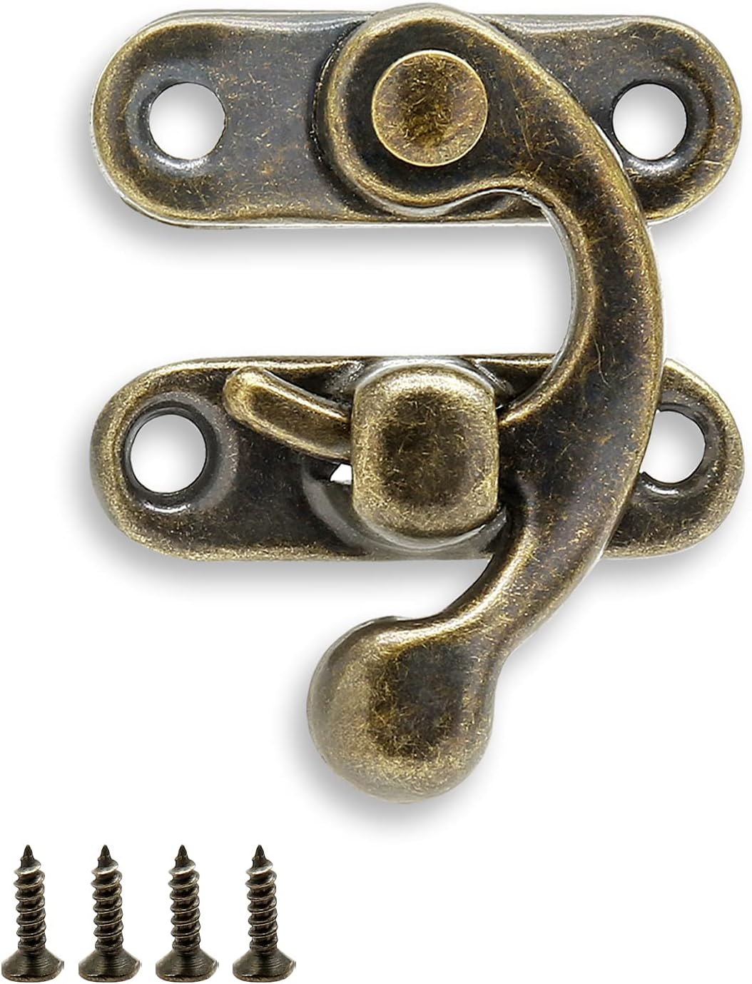 10 Pcs Antique Latch Hook, Antique Jewelry Box Latch, Antique Right Latch Hook with Screws for Wood Jewelry Box Toolbox Suitcase Case (Gold)