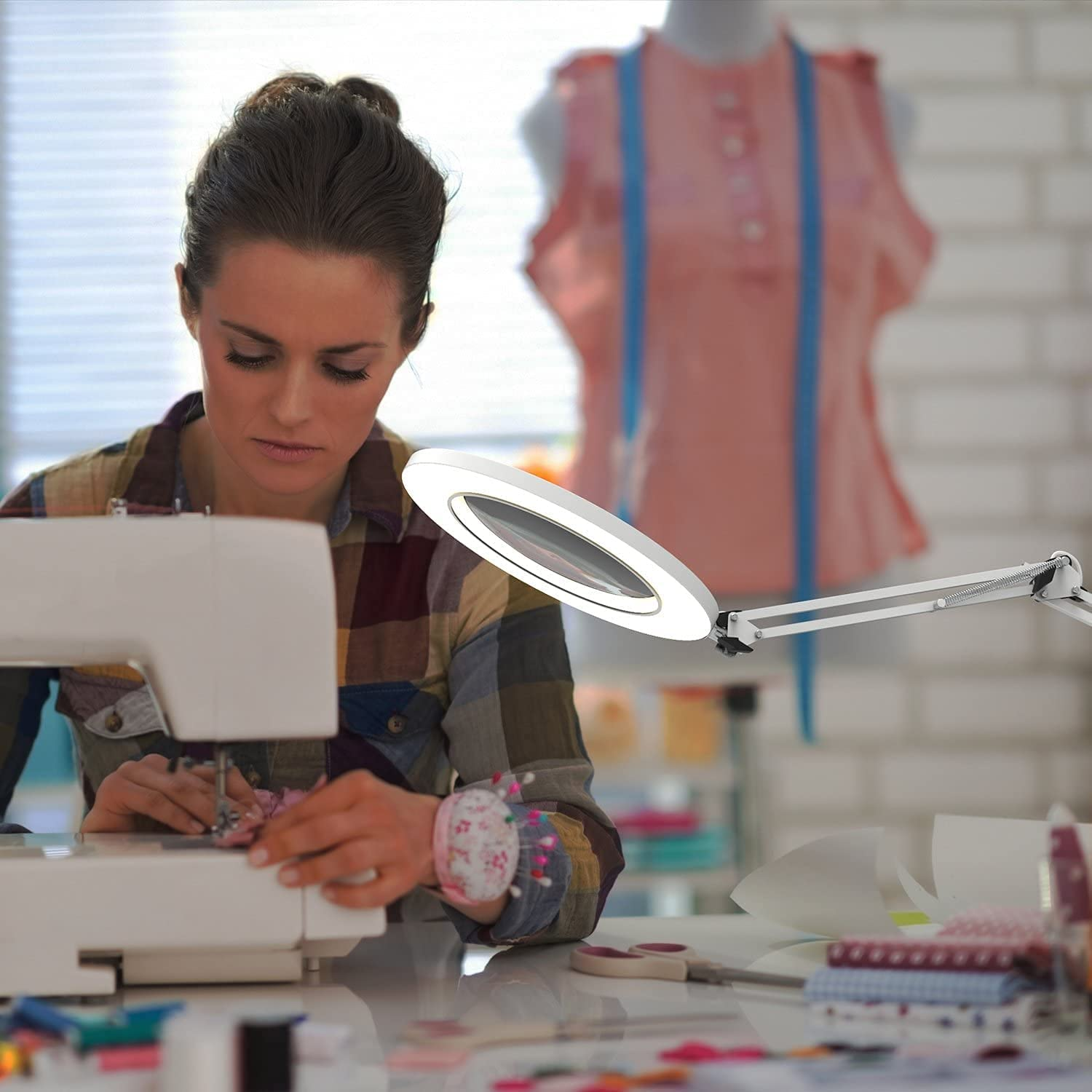 LED Magnifying Lamp, 8X Magnifying Glass Desk Light, 3 Color Mode 10 Brightness Level, 8-Diopter Magnifying Glass Clamp Lamp, LED Lighted Magnifier for Repair, Reading, Crafts, Close Works image number 5