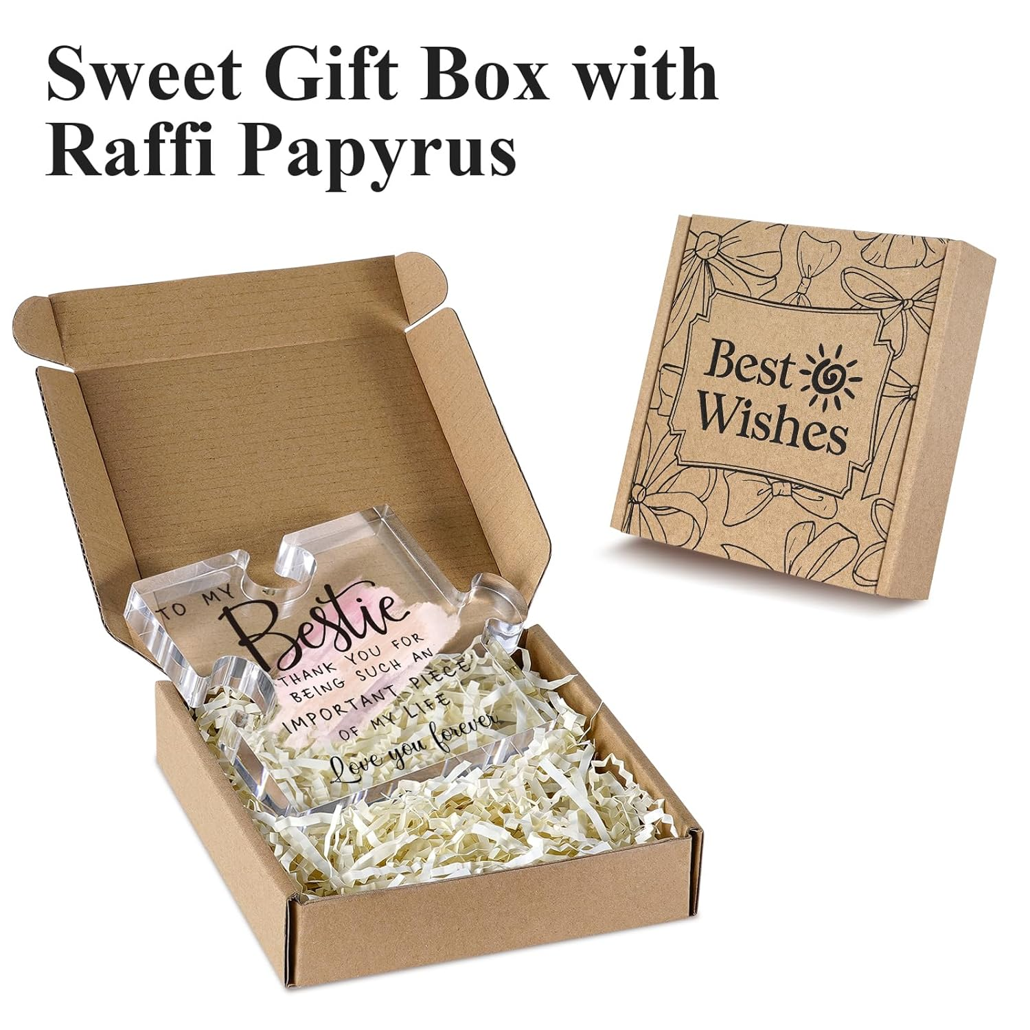 Bestie Gifts for Women - 0.6" Thickness Acrylic Puzzle & Gift Box, Friendship Presents for Female Friends, Birthday, BFF, Soul Sister, Work Bestie, Thanksgiving image number 3