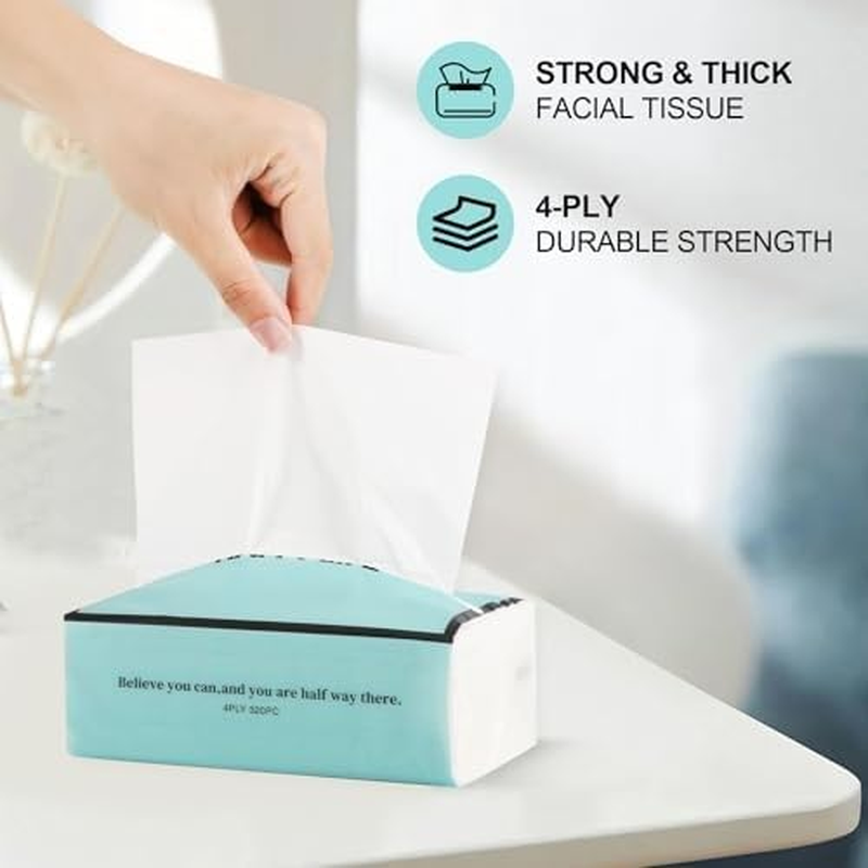 24 Packs 1920 Sheets Soft Facial Tissues - 4 Ply 80 Sheets per Pack Unscented Disposable Household Facial Tissues Fit for Home,Office,School,Car,Handbag Use image number 2