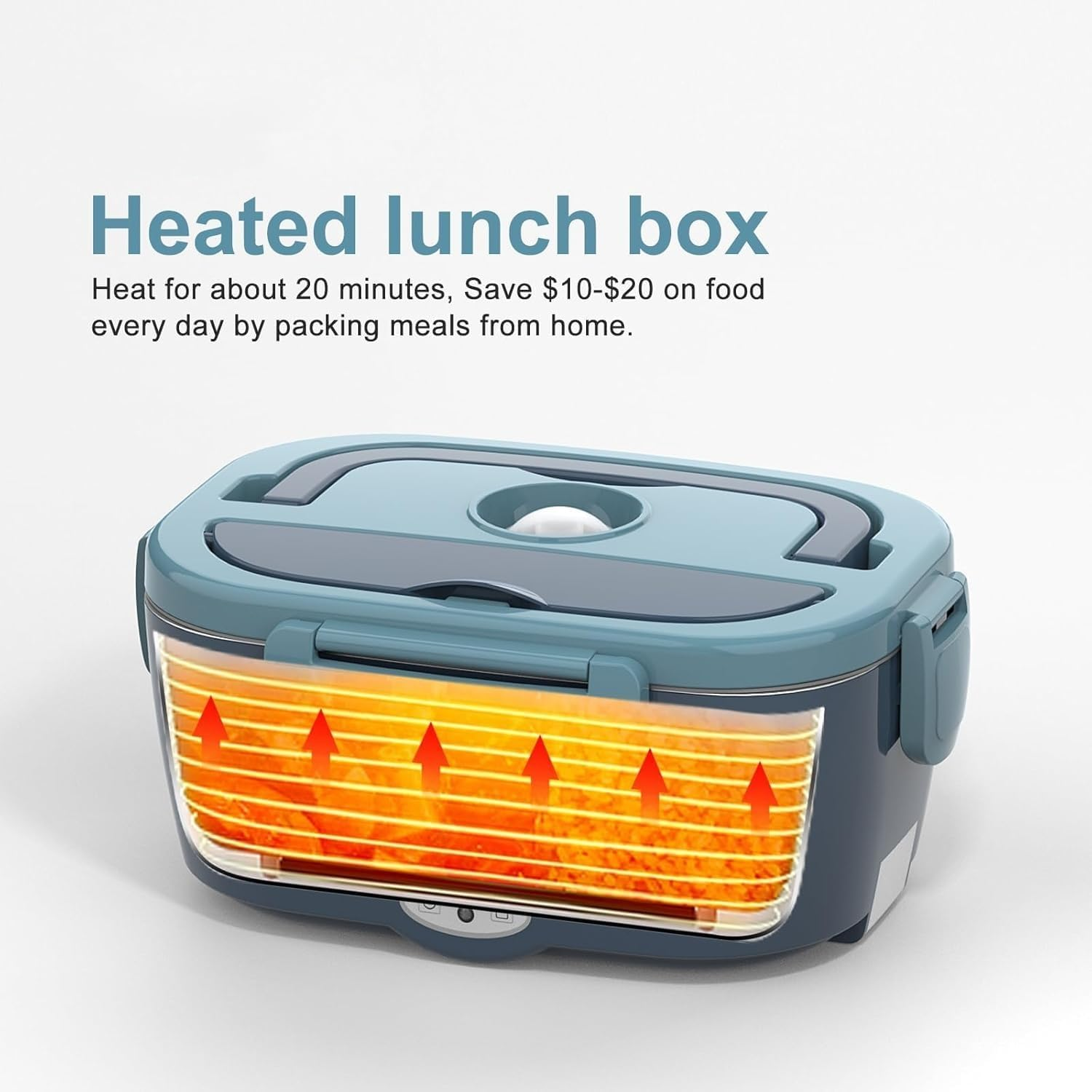 Electric Lunch Box Food Heater for Adults, 12/24/220V Portable Stainless Steel Lunch Warmer, Leak Proof, Heated Lunch Box for Car/Truck/Office with Stainless Fork & Spoon & Carry Bag image number 3