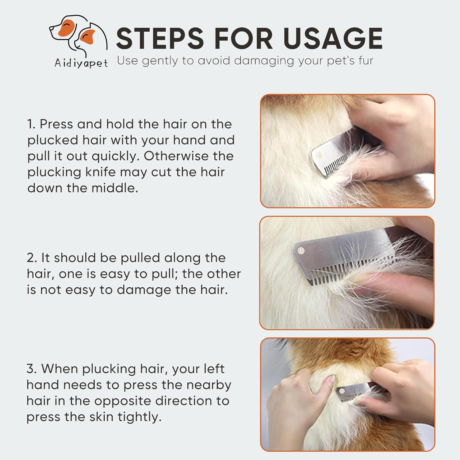 Dog Trimming Knife Stripping Knife Ergonomic Undercoat Top Hair Trim Knife Made of Hardened and Ground Stainless Steel with Ergonomically Shaped (Brown) - Right image number 4