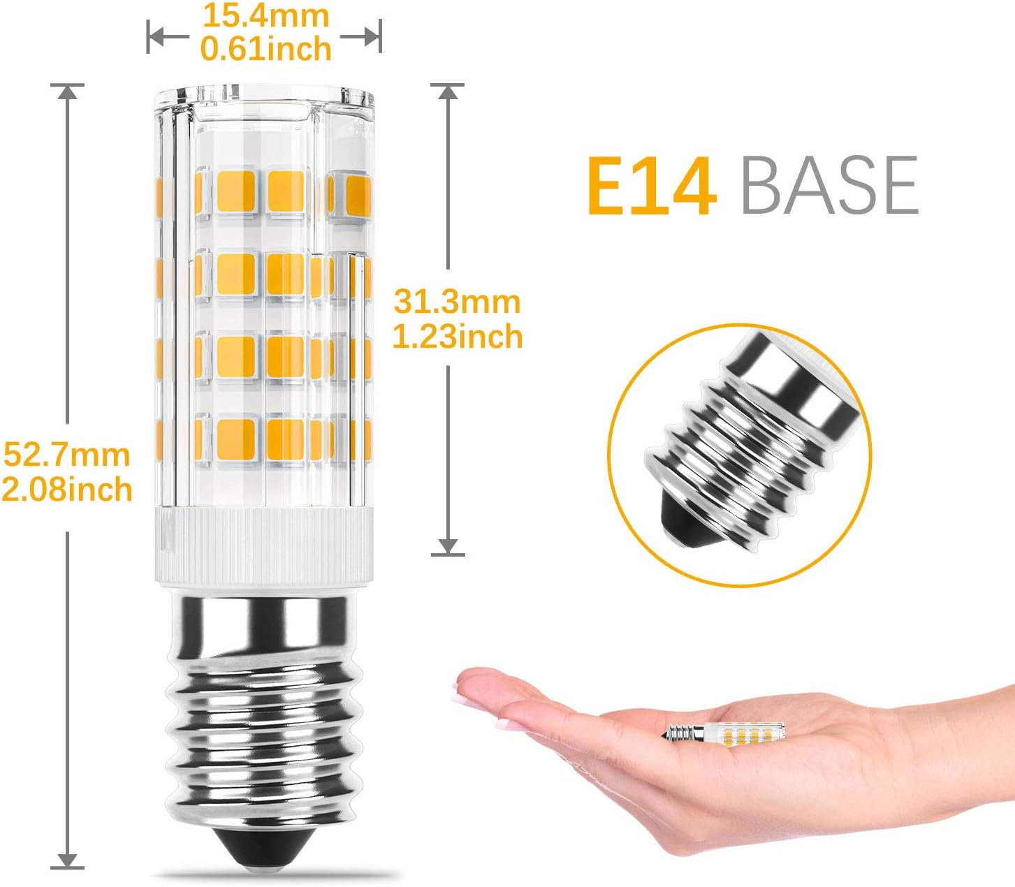 Dicuno E14 LED Light Bulb 4W (40W Halogen Equivalent), Warm White 3000K 400LM, 220V, Non-Dimmable, Small Edison Screw Bulb for Fridge/Cooker Hood, 2-Pack image number 6