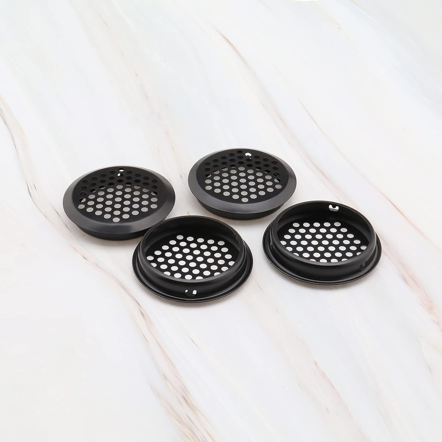 SING F LTD 10PCS round Ventilation Grilles 60Mm Stainless Steel Air Vent Louver Hole Soffit Mesh Vents Rust-Proof for Kitchen Bathroom Cabinet Wardrobe Black