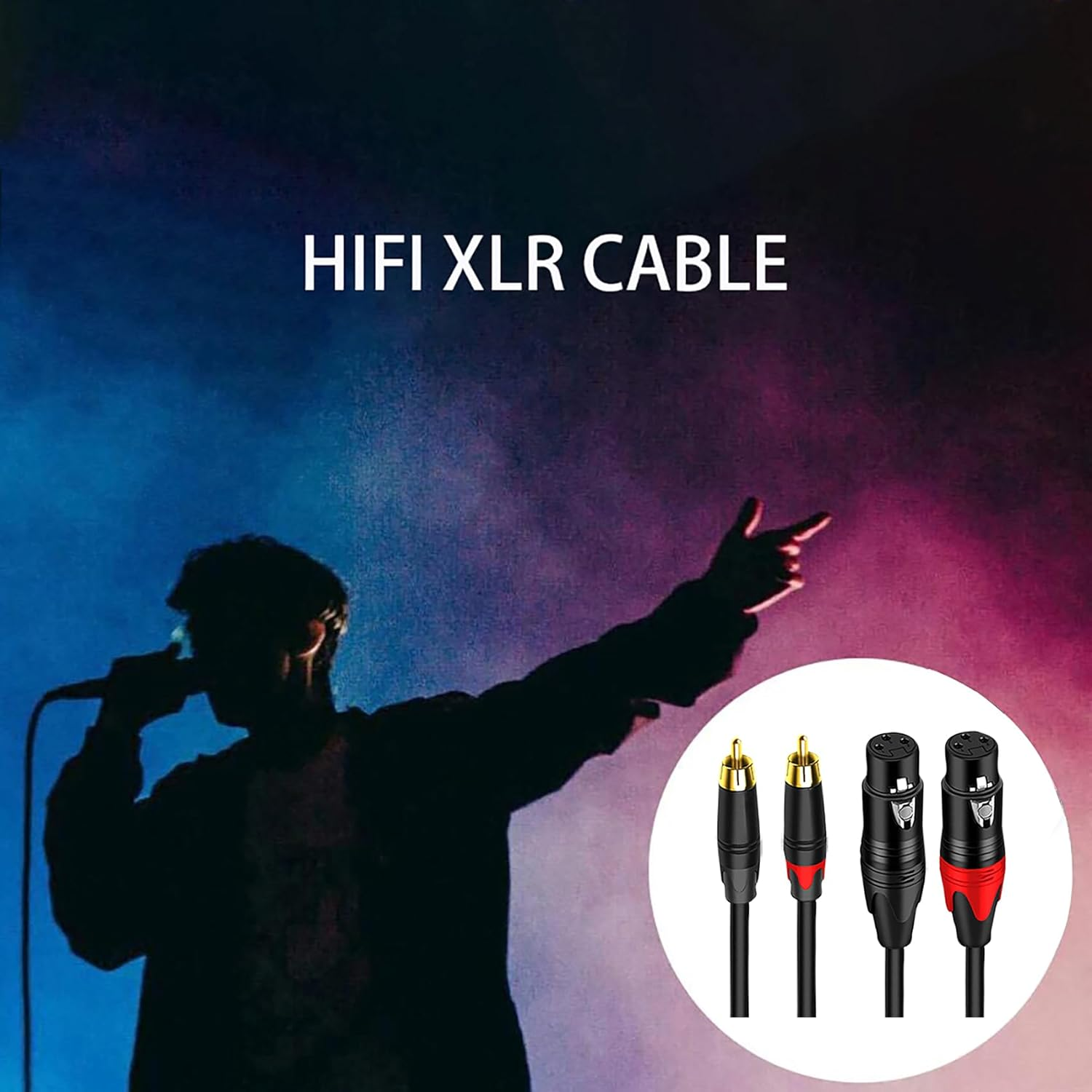 Tunghey Dual 2 XLR Female to Dual 2 RCA Male Cable, 2-XLR to 2-RCA Female to Male Plug for Home Theater Mixers Amplifiers Hi-Fi Systems Microphone (2M) image number 6