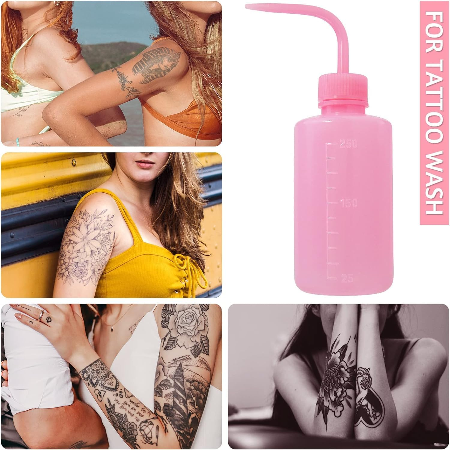 Squeeze Wash Bottle, 3 Pcs Plant Succulent Watering Bottle, Plastic Watering Can Tattoo Wash Bottle with Narrow Mouth, for Chemistry, Industry, Lab & Gardening (150Ml, 250Ml,500Ml)