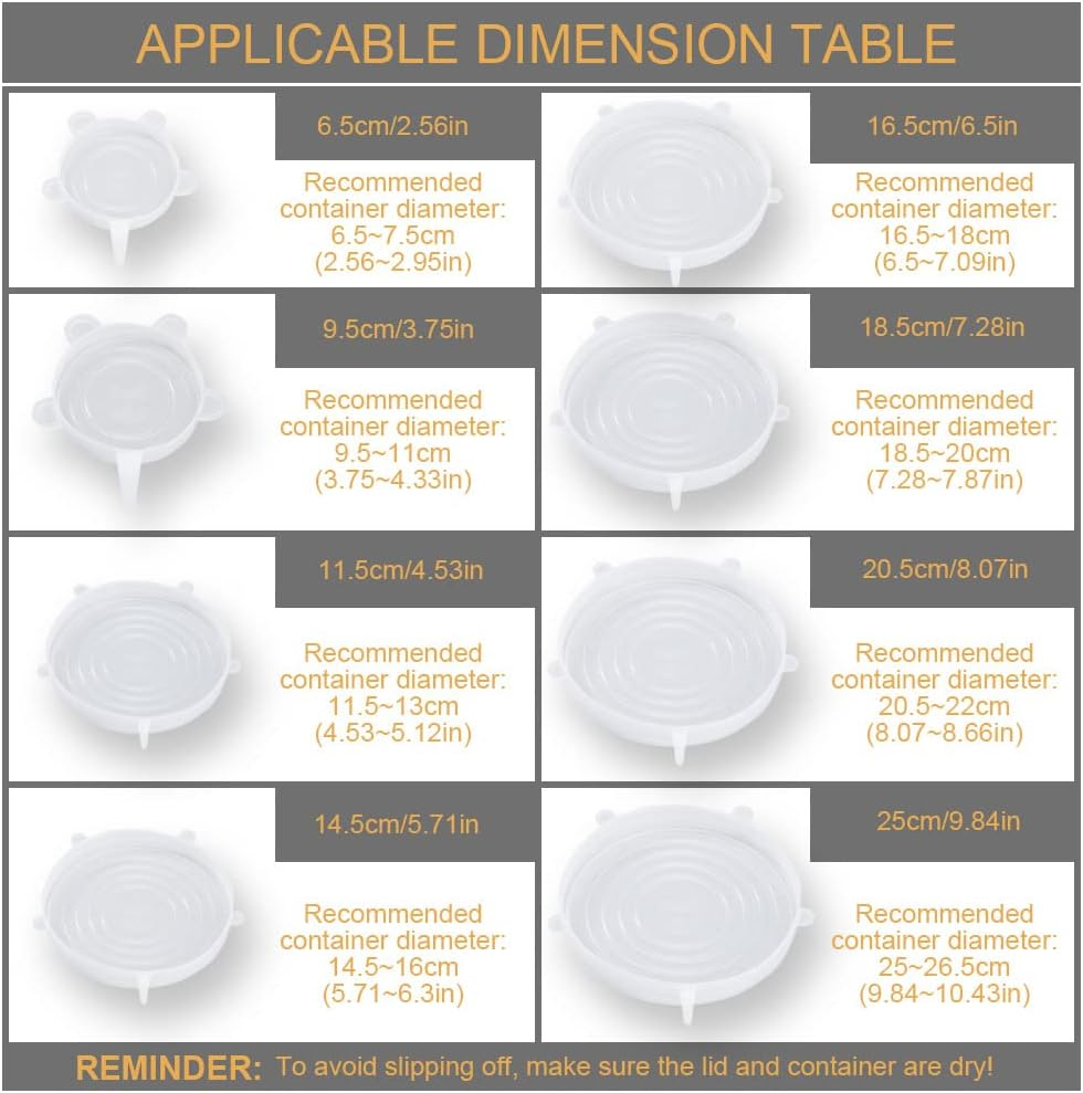 4 Pack Same Size Silicone Stretch Lids, Thicker Reusable Durable Silicone Container Cover, Expandable Food Storage Covers, Dishwasher and Freezer Safe, 2.56In(6.5Cm) image number 5