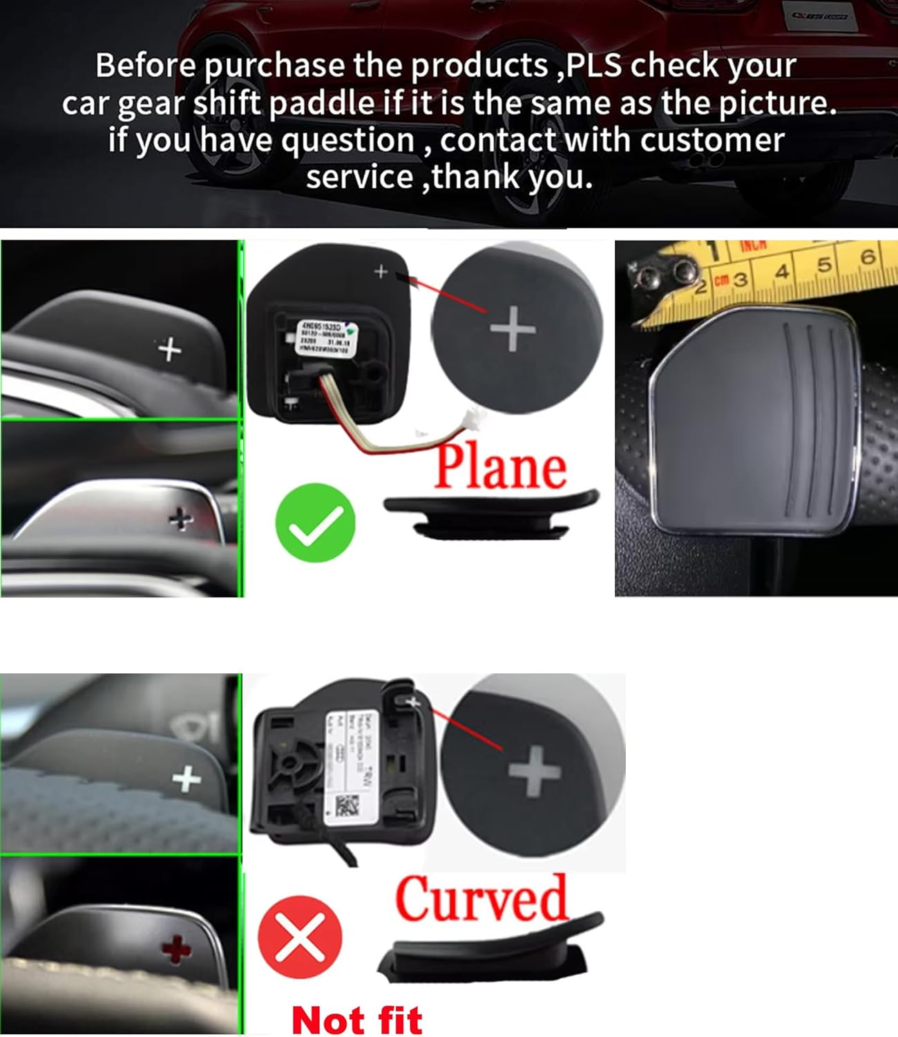 Ontto ABS Plastic Car Steering Wheel Shift Paddle Shifter Extension Fit for Audi A3 S3 8V A4 S4 A5 S5 B8.5 A6 S6 A7 S7 C7 Q5 Q7 2013 2014 2015 2016 Accessories Gear Shift Paddle 2 Pcs Black