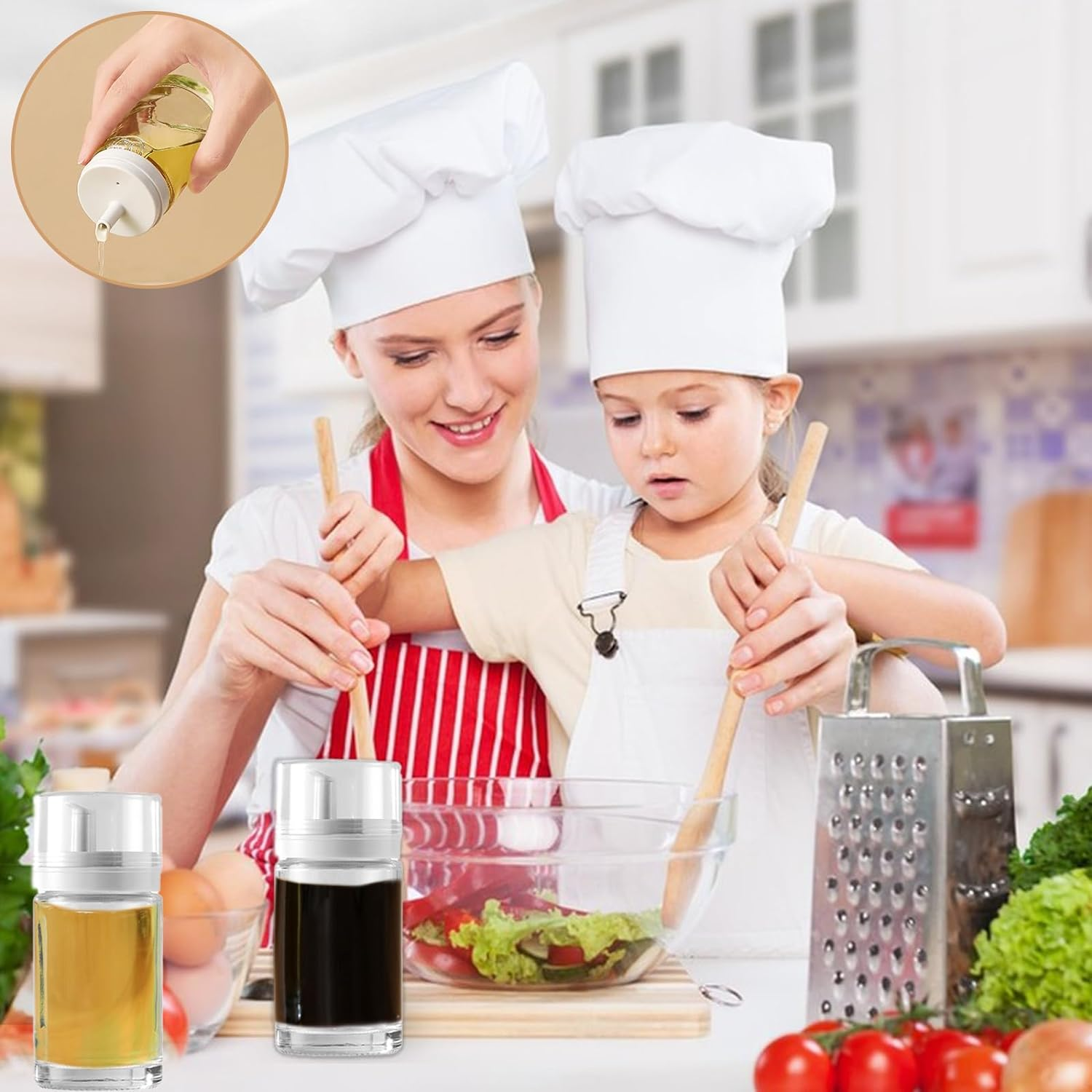 3-Pack Leakproof Small Glass Oil and Vinegar Dispenser Bottles - Perfect for Kitchen Use - 100Ml Each (3.38Oz) image number 2