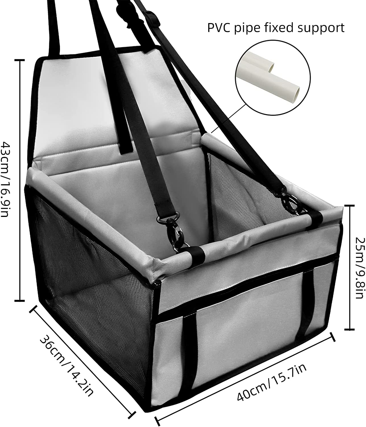 Pet Booster Seat Worthplanet Dog Car Seat with Clip-On Safety Leash and Zipper Storage Pocket Perfect for Small Pets W120022 image number 1