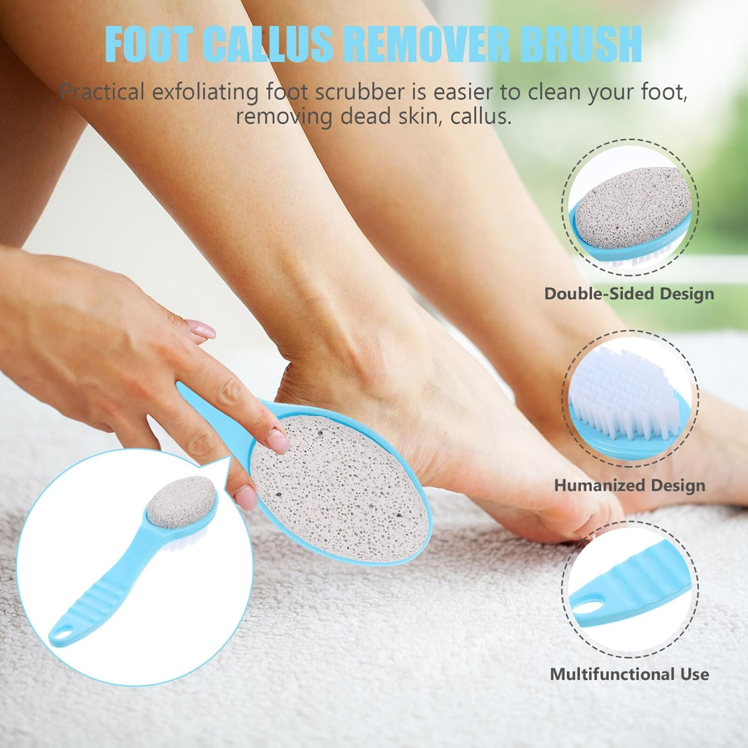 Beavorty Natural Pumice Stone Brush Foot Scrubber Tool Foot Exfoliator for Men Women image number 5