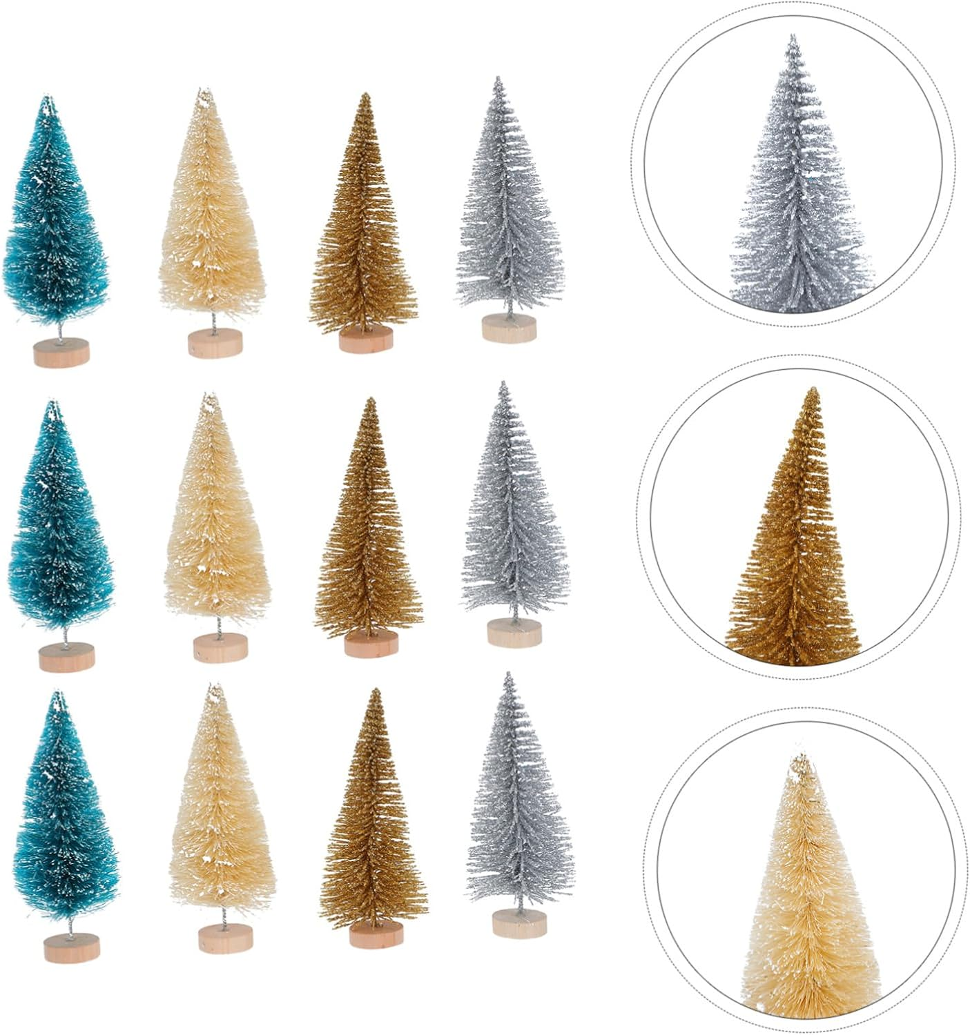 12Pcs Mini Christmas Trees Set Realistic Wood Miniature Xmas Trees for Mantel Decor for Home Office Car Study Living Room Bedroom Bathroom Bar Store image number 6