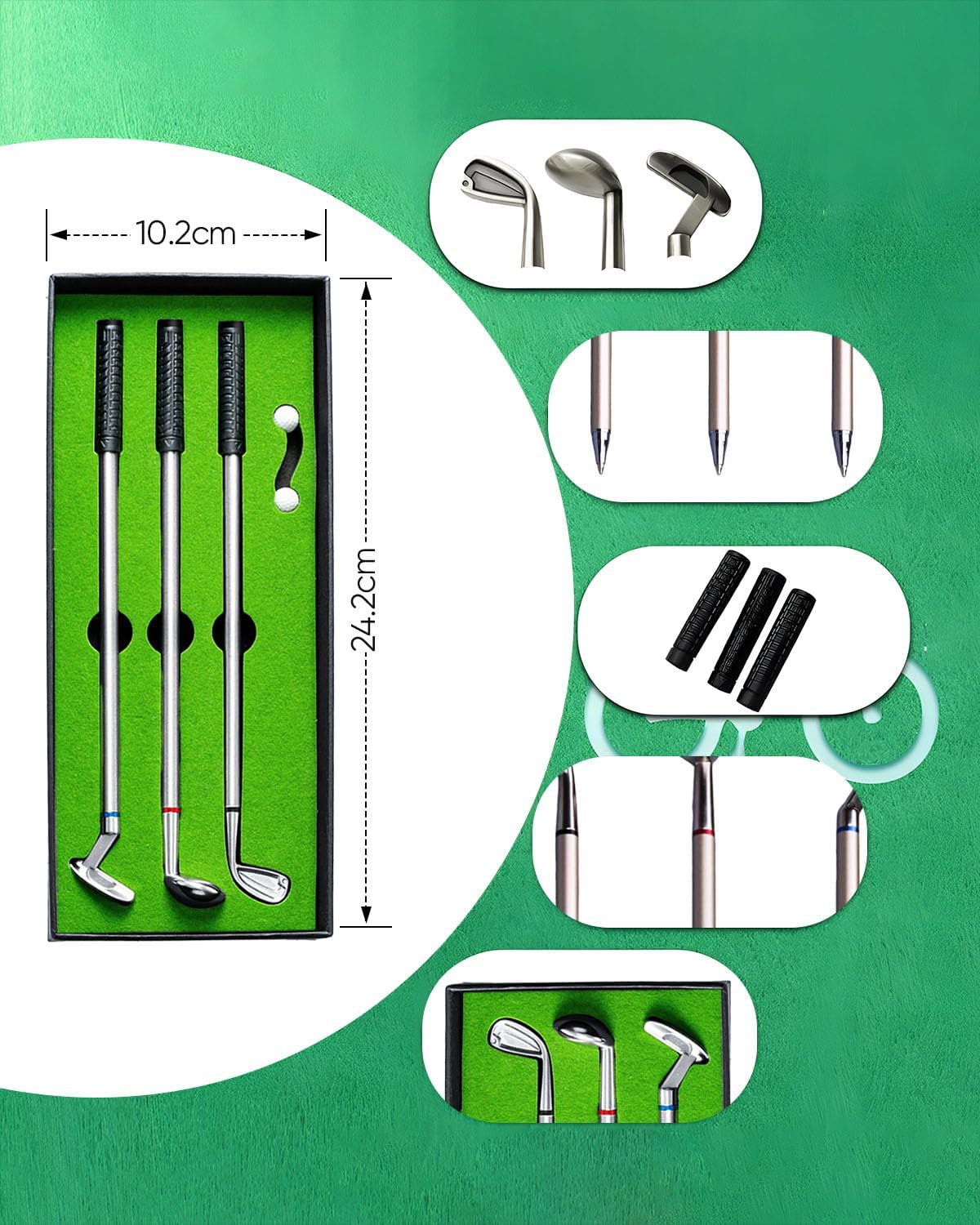 Golf Pen Set Desktop Games - 3 Golf Clubs Pens with Balls and Flag, Red, Blue and Black Three Kinds of Ink - Funny Gifts for Golfers, Coworkers, Boss - Stocking Stuffers Birthday Gift image number 6