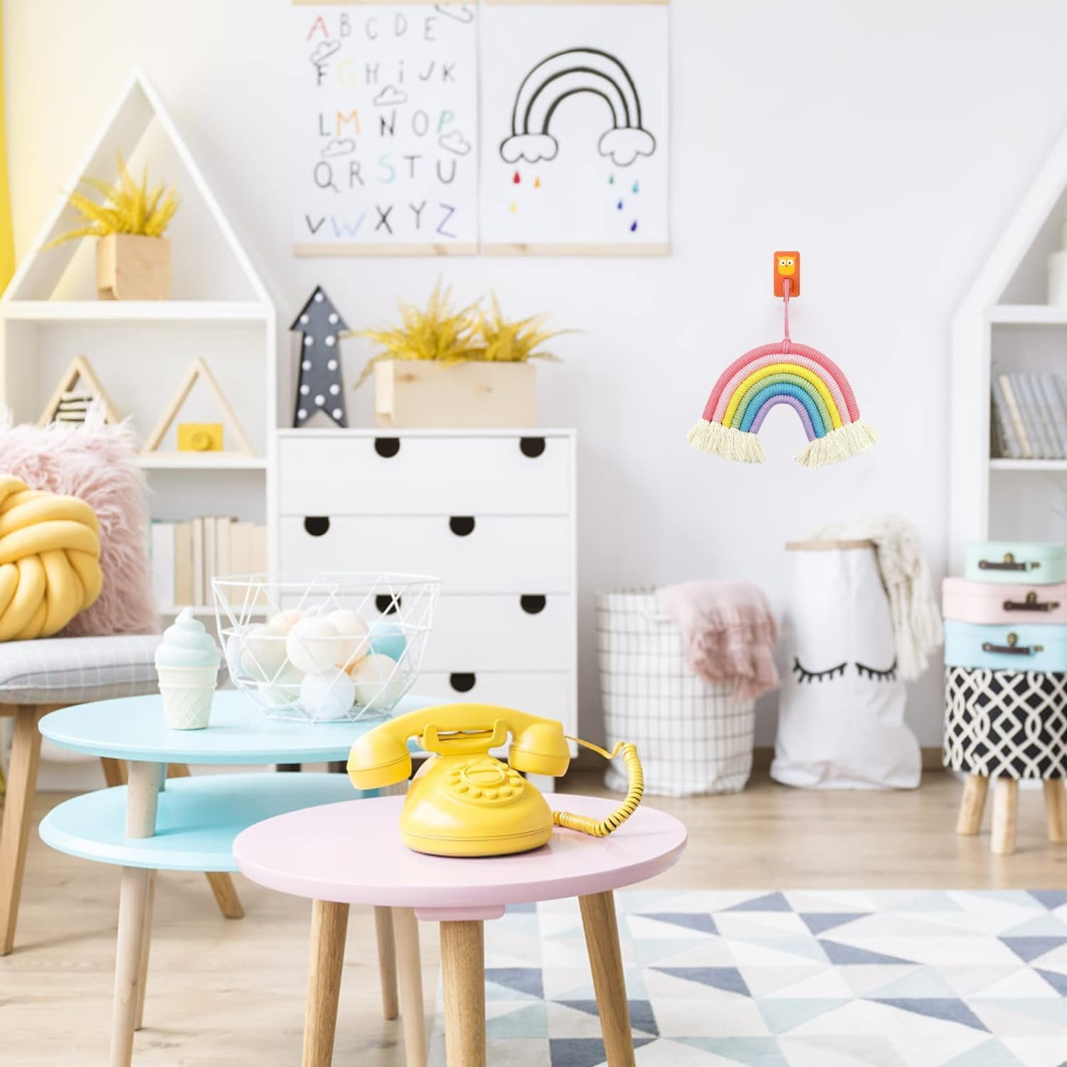 Supkeyer Rainbow Tapestry Macrame Wall Hanging Hand Woven Tapestry Tassels Lovely Rainbow for Home Bedroom Nursery Kids Room Bedroom Playroom Wall Decoration image number 1