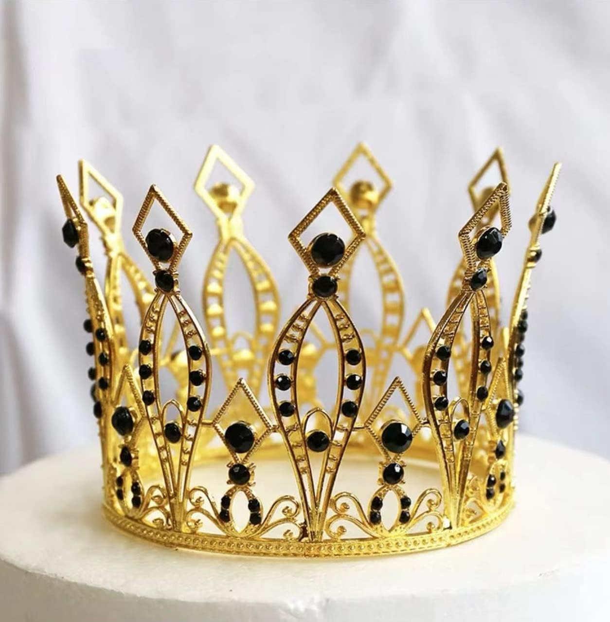 Crown Cake Topper Rhinestone Crystal Handmade Tiara Cake Decoration for Birthday Pageant Prom Wedding Party Christmas Halloween Costume image number 3