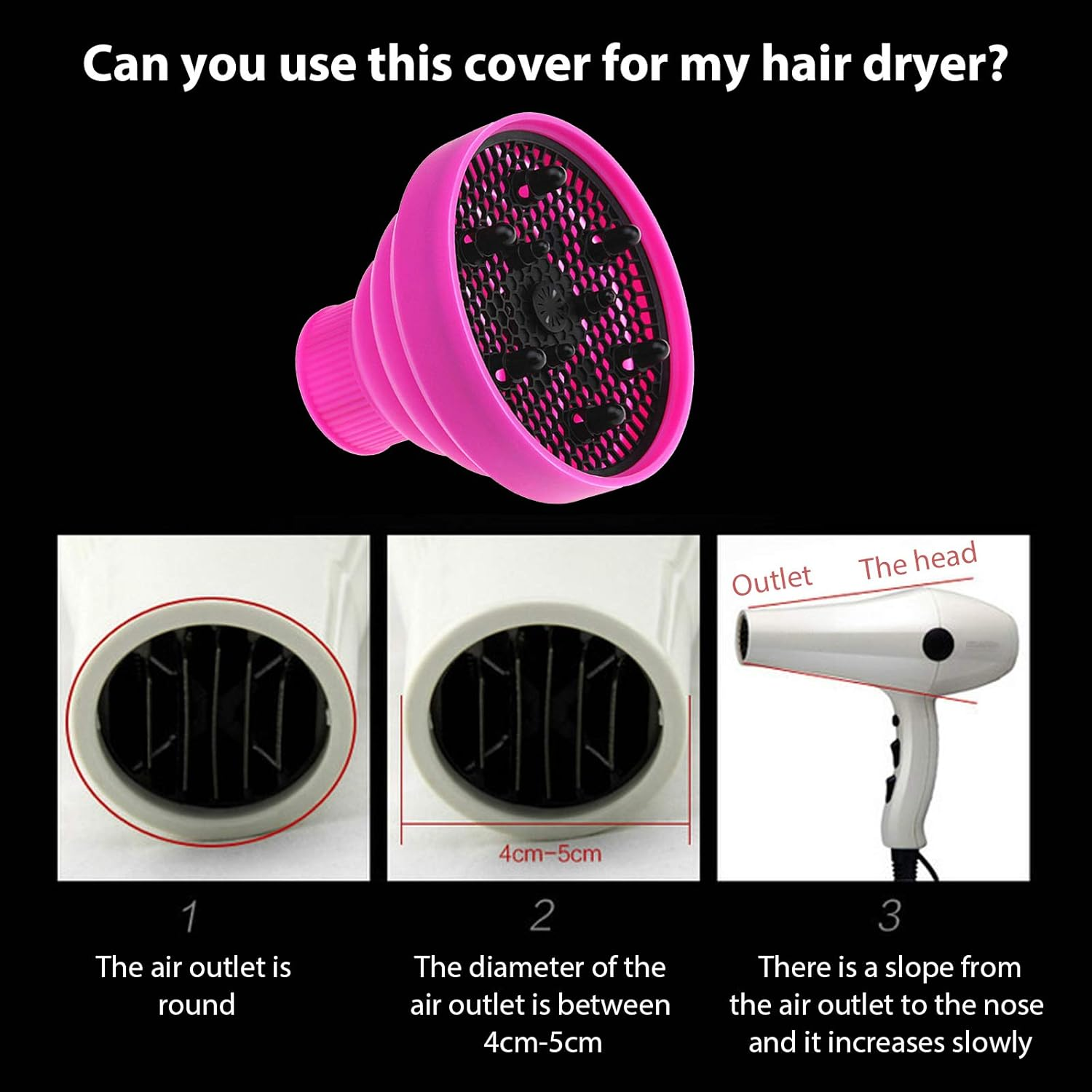 Foldable Silicone Diffuser - Ionic Travel Attachment for Quick Drying, Lightweight & Portable Salon Styling Accessory image number 5