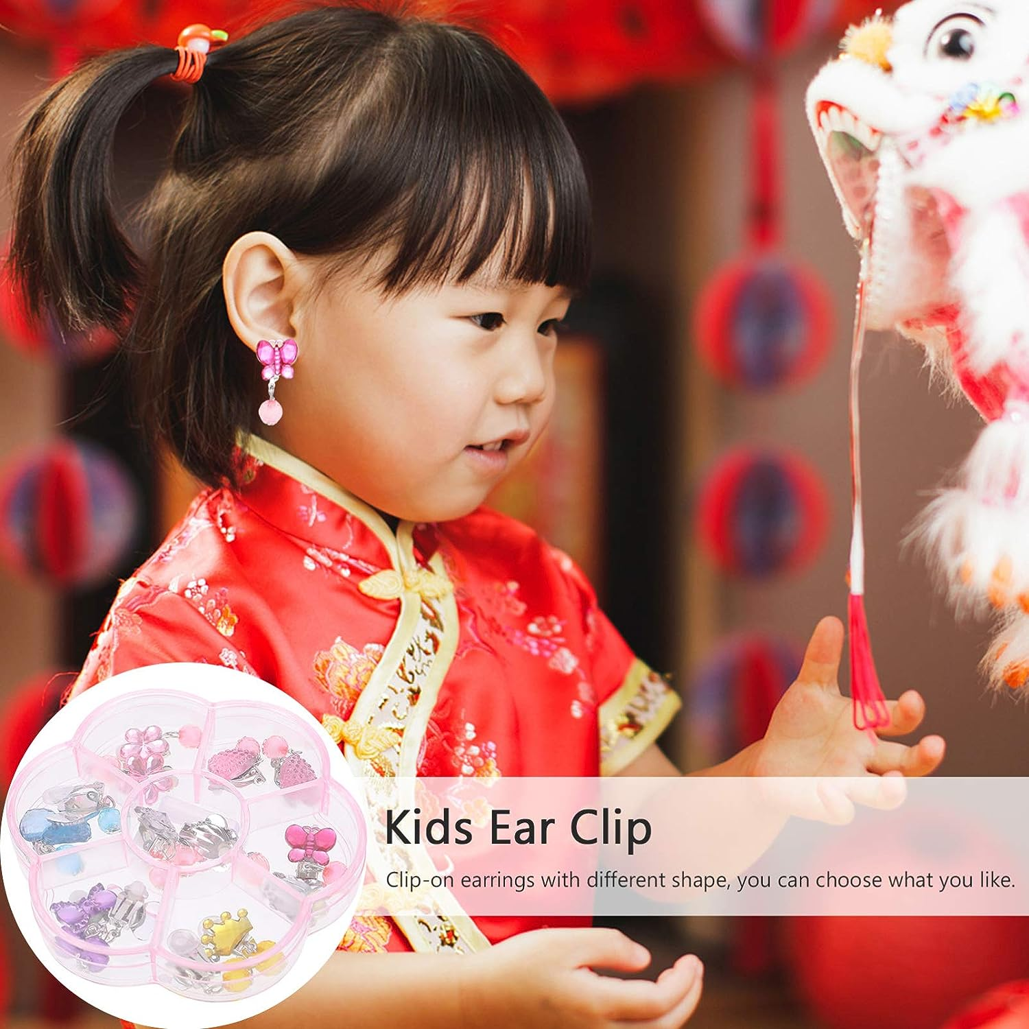 Clip on Earrings Princess Play Jewelry Earrings Set Resin Acrylic Clipon Earring Cartoon Dangle Eardrop for Little Girls Birthday image number 3