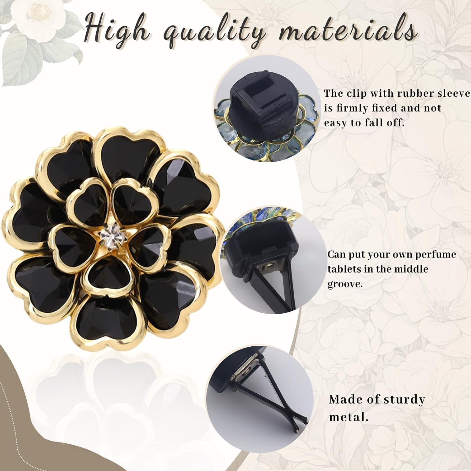 4 Pack Cute Car Air Freshener Vent Clip, Flower Air Conditioner Outlet Diffuser Clip Charm, Women Car Interior Accessories Decoration, 4 Colors image number 4
