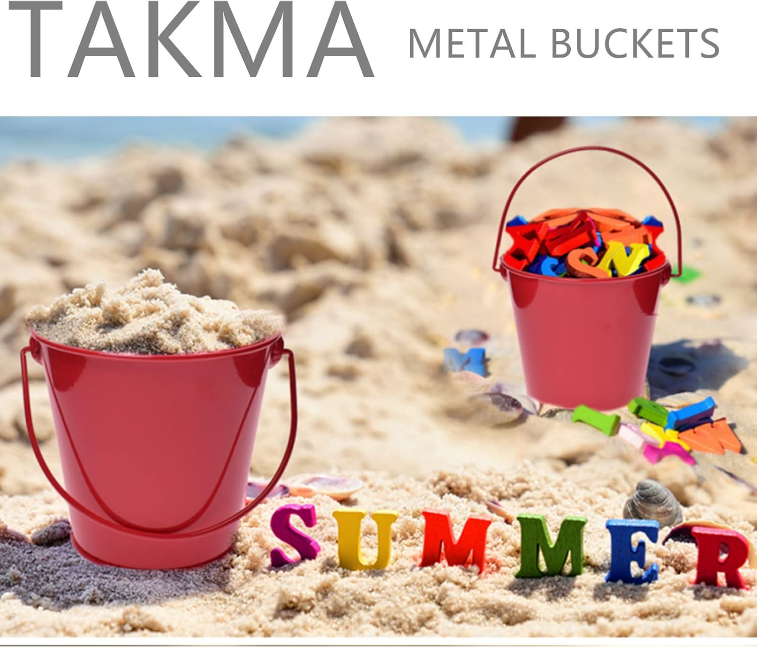 Colored Metal Buckets with Handle, 6 Pack 5.91 Inch Galvanized Iron Pail Bucket for Kids,Classroom,Crafts,And Party Favors (Red) image number 5